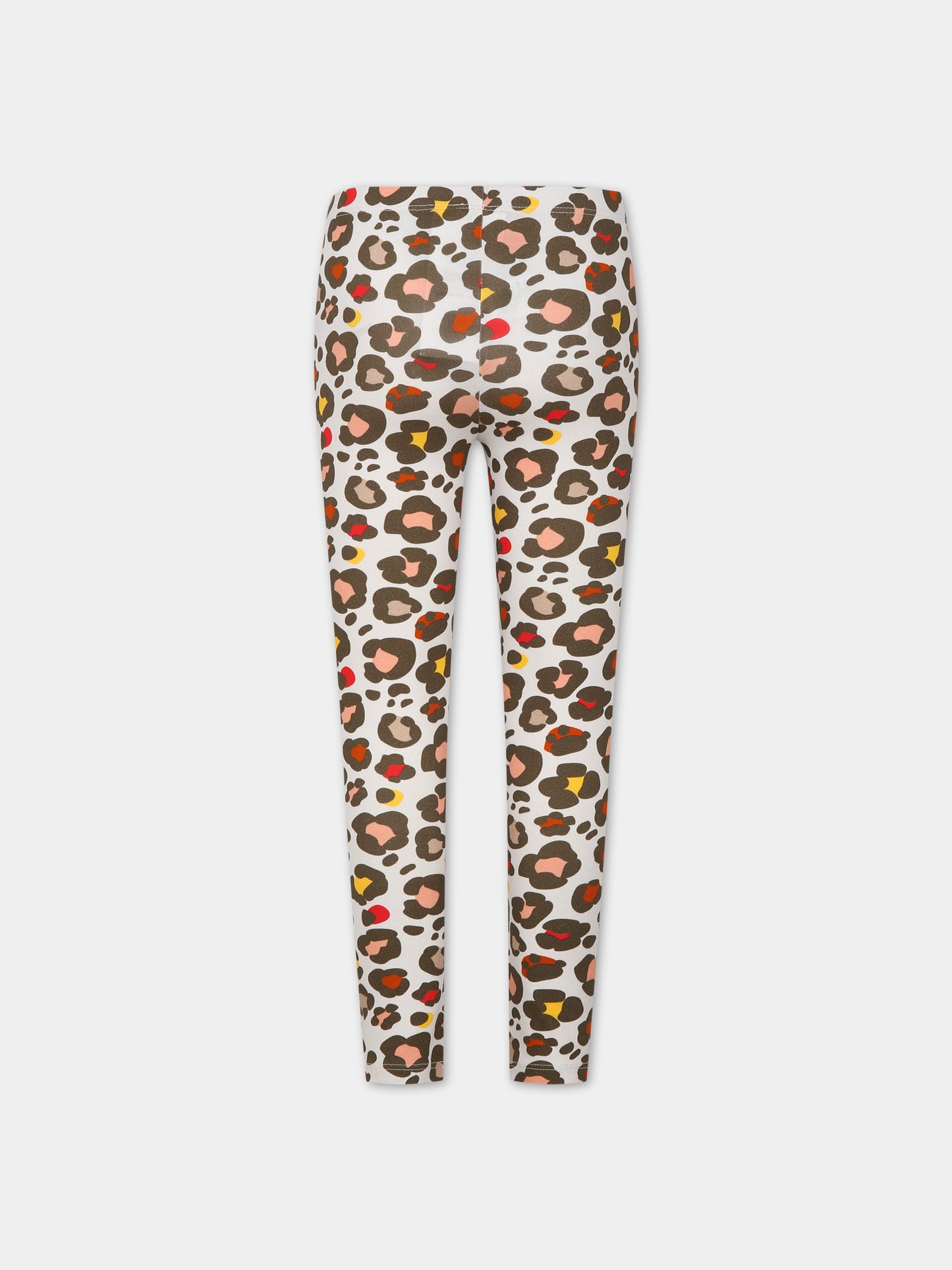 Leggings bianchi per bambina con stampa e logo,Kenzo Kids,K14266 261