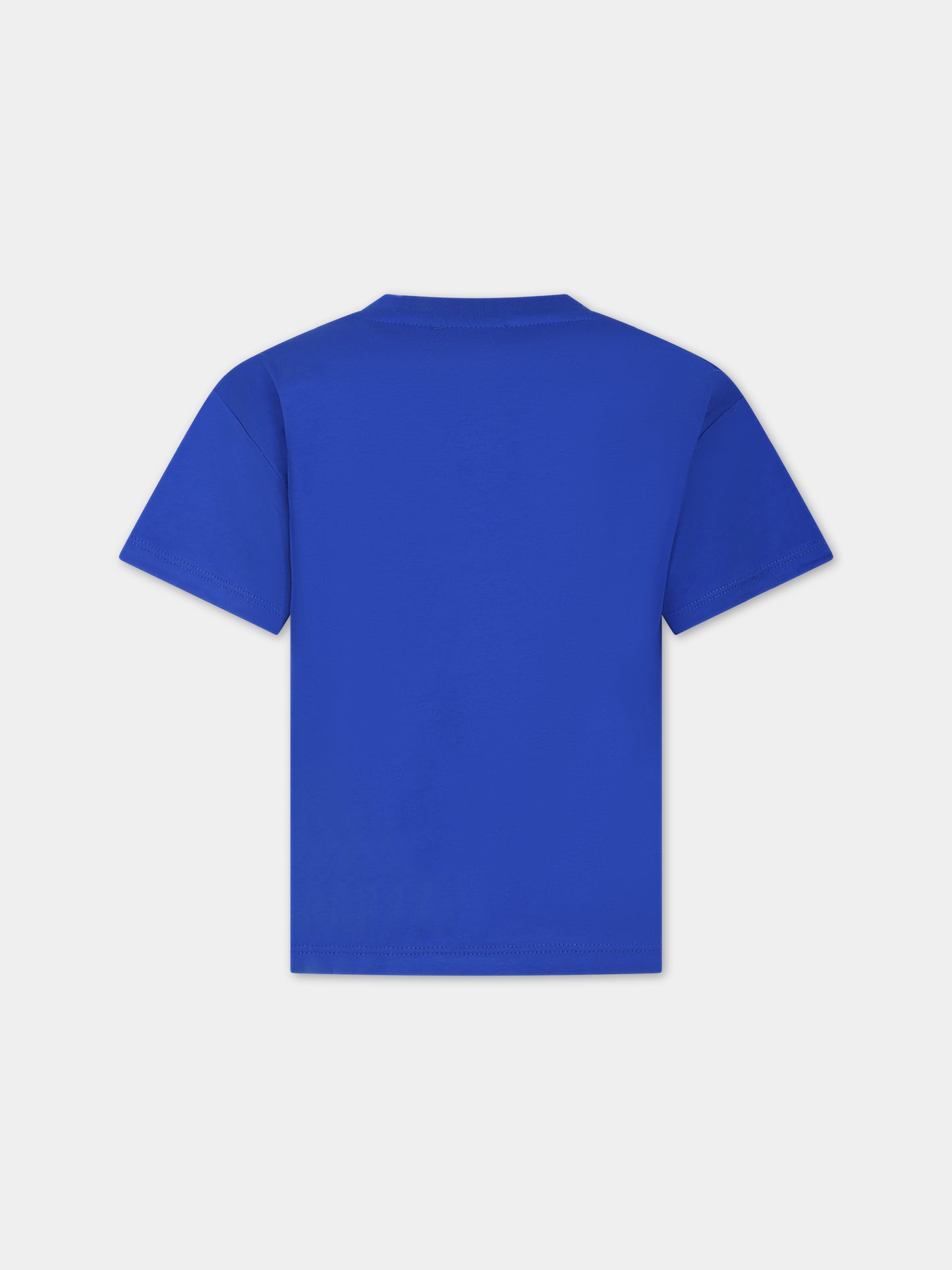 T-shirt blu per bambino con logo e tigri,Kenzo Kids,K25857 829