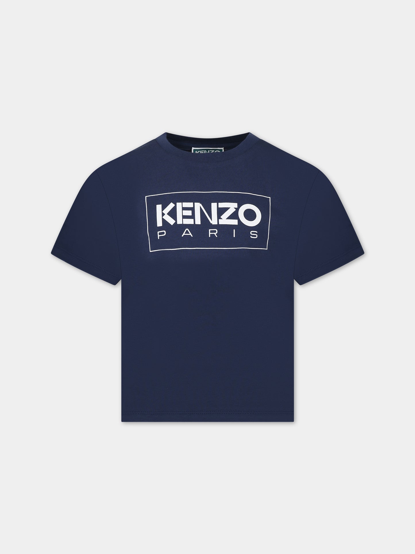 T-shirt blu per bambino con logo,Kenzo Kids,K55010 84A