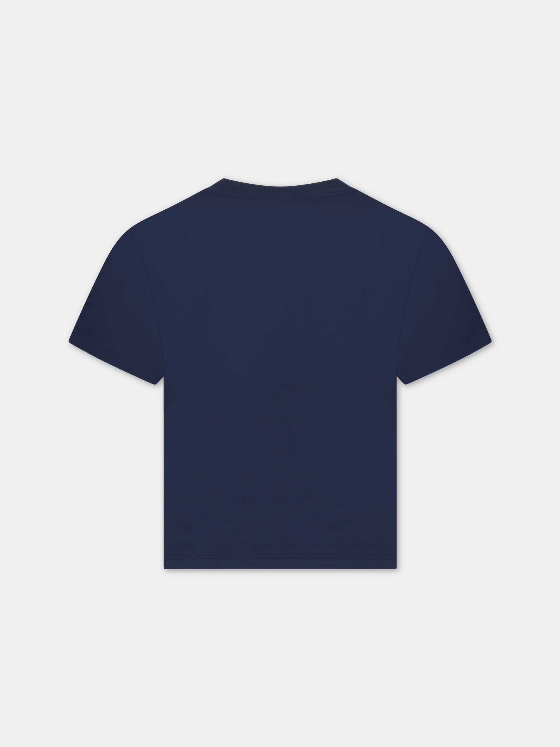 T-shirt blu per bambino con logo,Kenzo Kids,K55010 84A