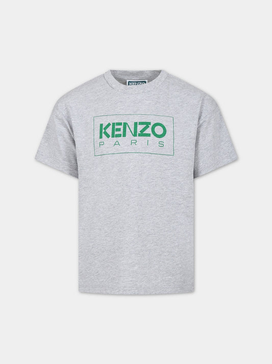 T-shirt grigia per bambini con logo,Kenzo Kids,K25864 A41