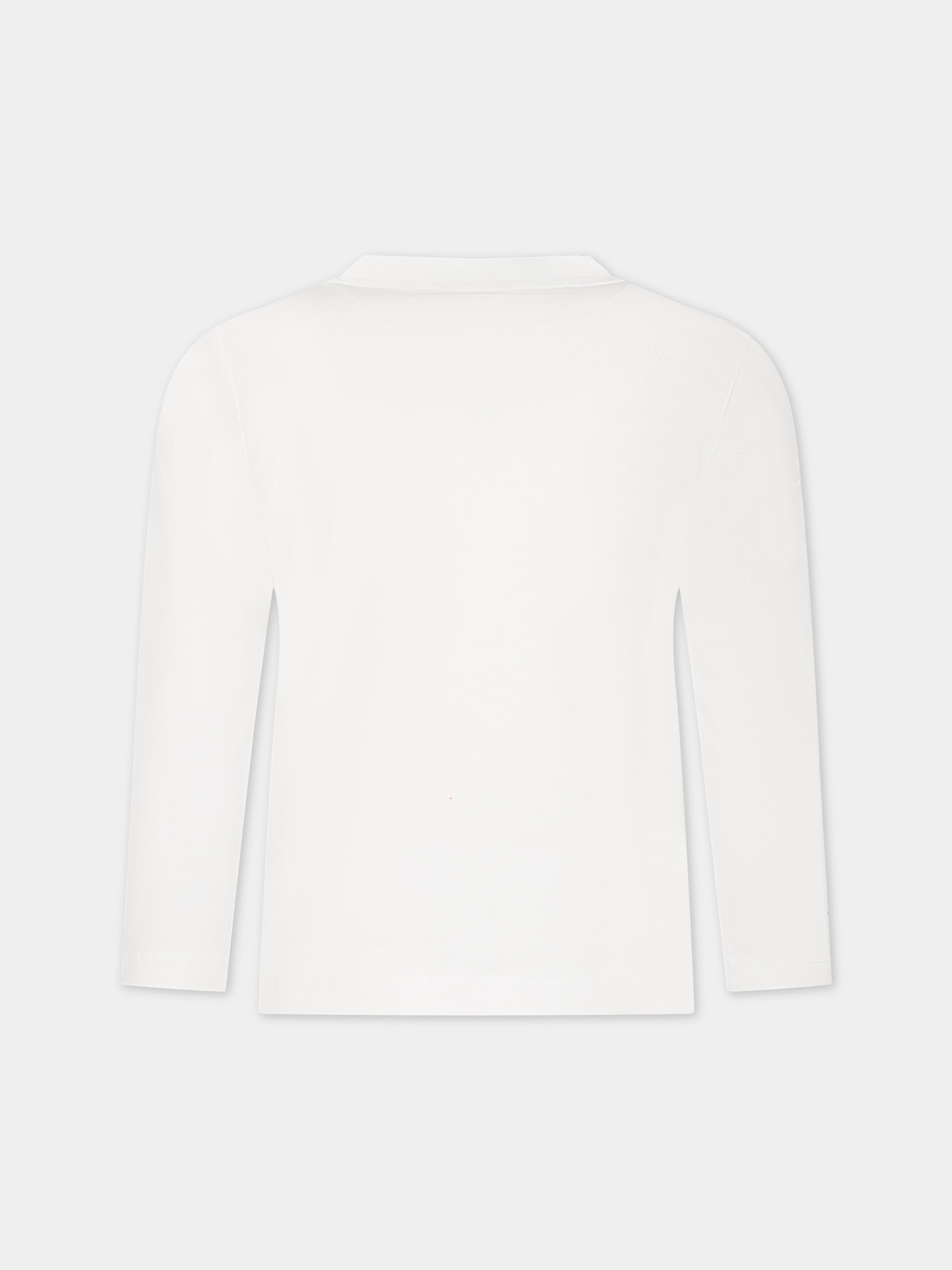 T-shirt bianca per bambini con fiore e logo,Kenzo Kids,K25854 12P