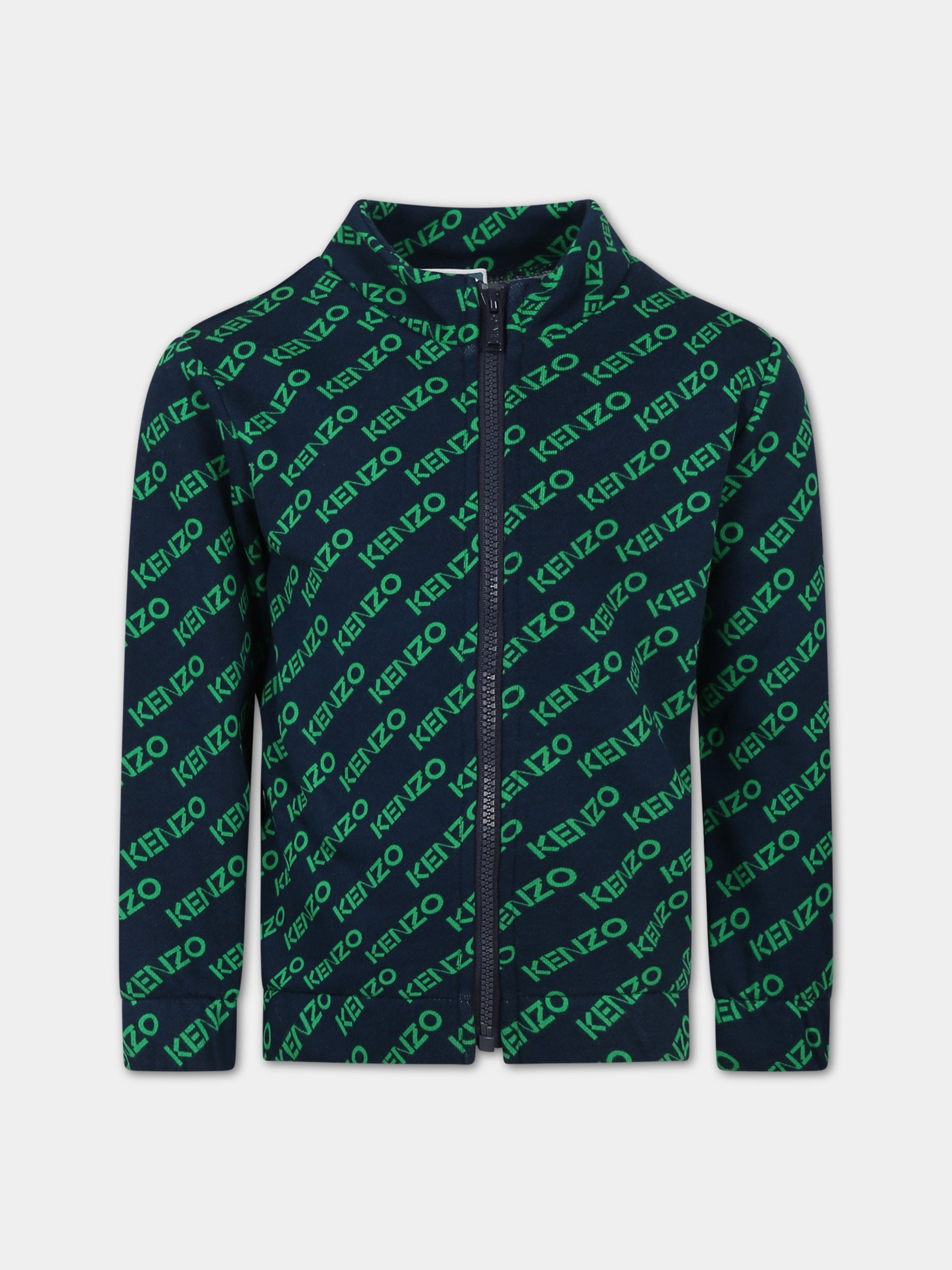 Felpa blu per bambino con logo,Kenzo Kids,K25820 84A