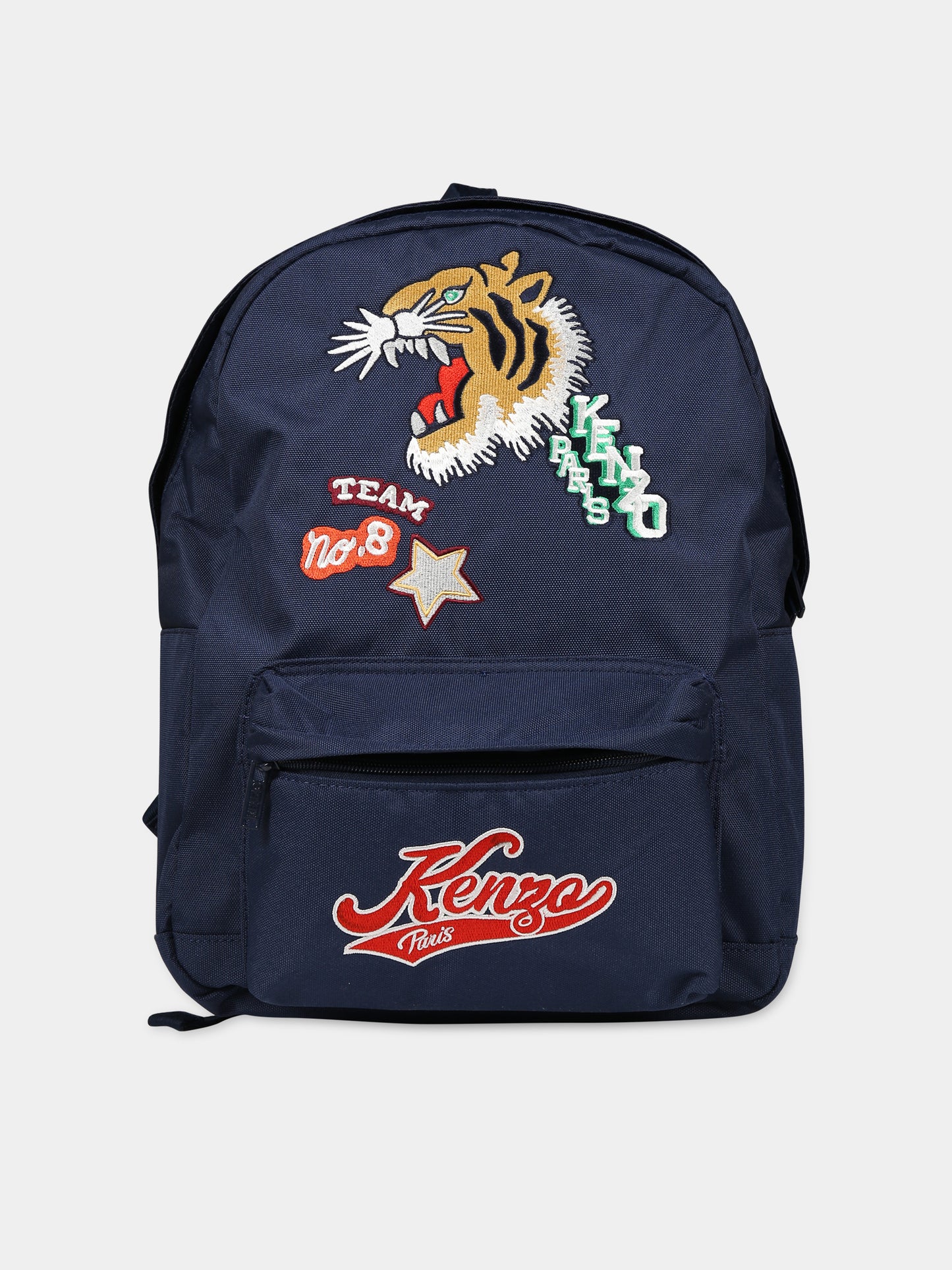 Zaino blu per bambino con tigre e logo,Kenzo Kids,K50042 84A