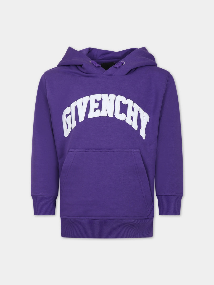 Felpa viola per bambini con logo,Givenchy Kids,H25481 91C