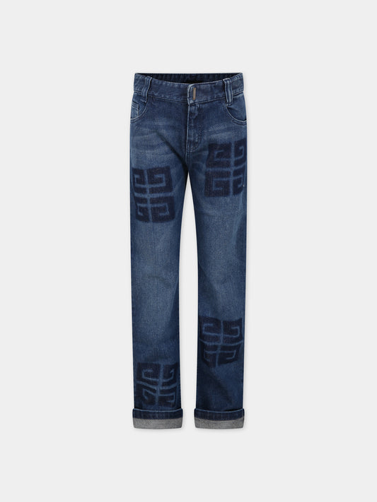 Jeans blu per bambino con iconica 4G,Givenchy Kids,H24239 Z02