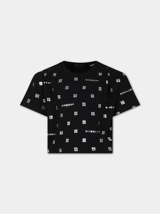 T-shirt nera per bambina con logo,Givenchy Kids,H15344 09B