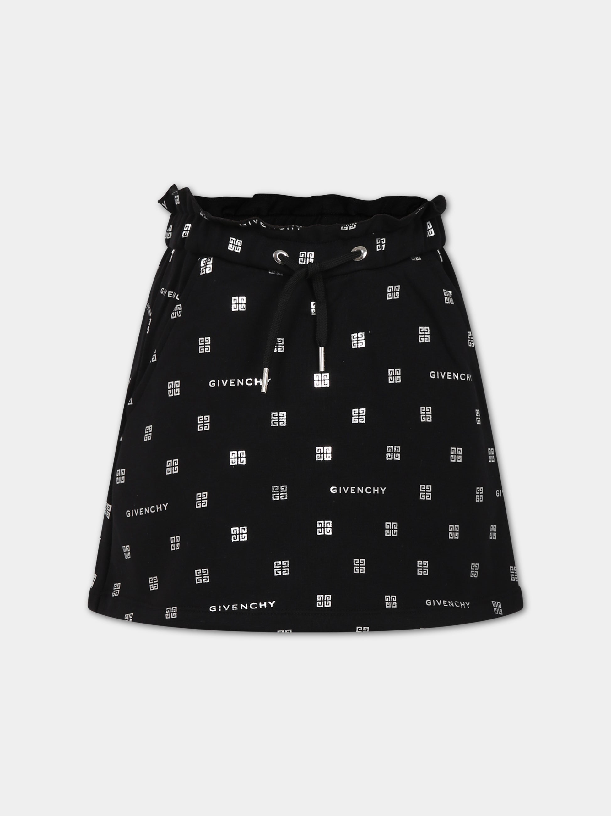 Gonna nera per bambina con logo,Givenchy Kids,H13190 09B