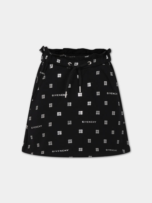 Gonna nera per bambina con logo,Givenchy Kids,H13190 09B