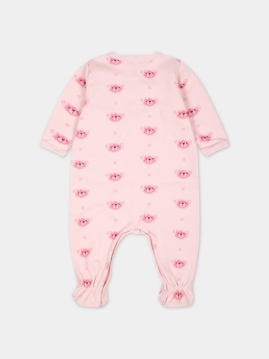 Set rosa per neonata con logo e stampa,Givenchy Kids,H98182 44Z