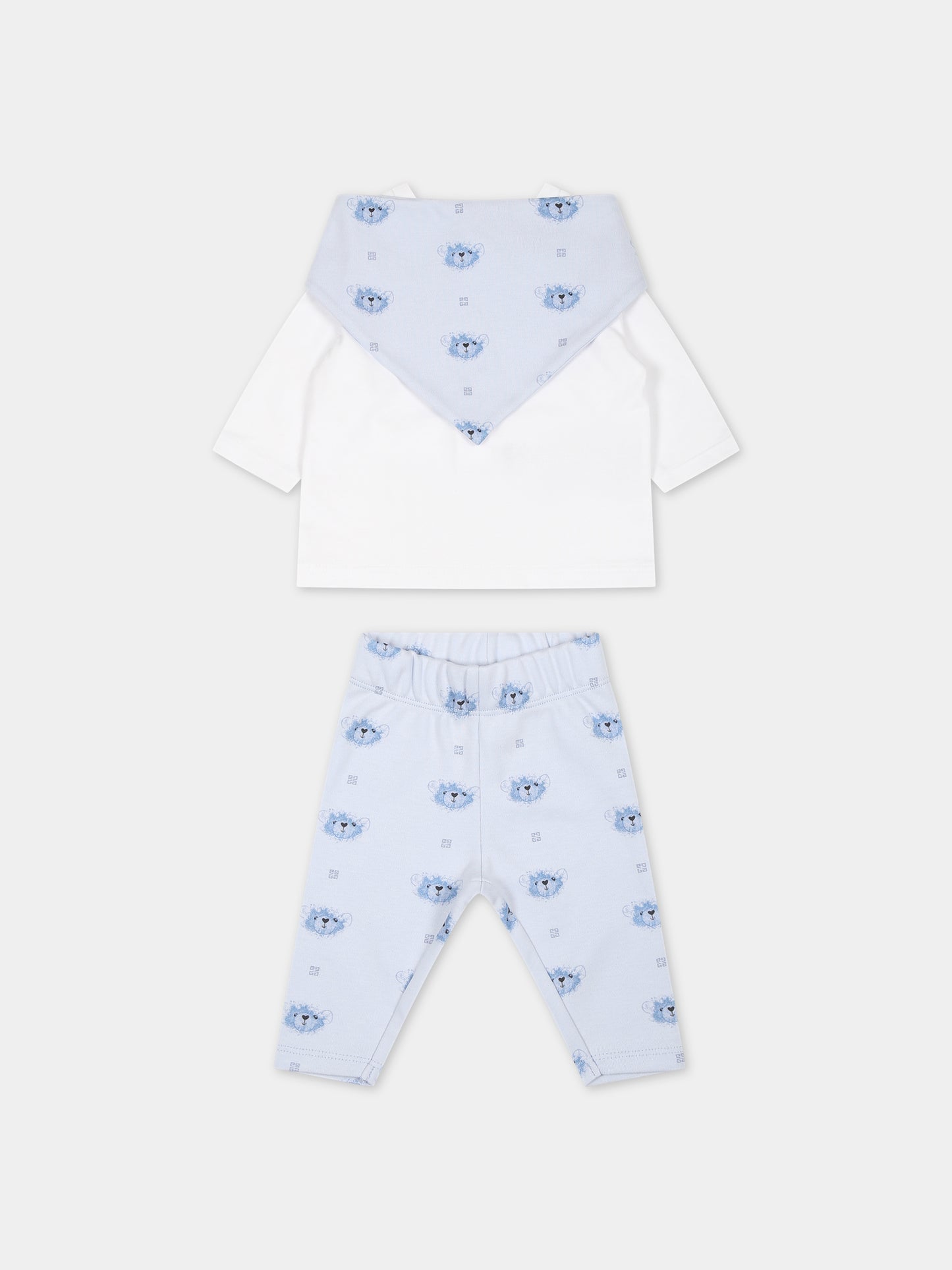 Completo celeste per neonato con logo,Givenchy Kids,H98178 771