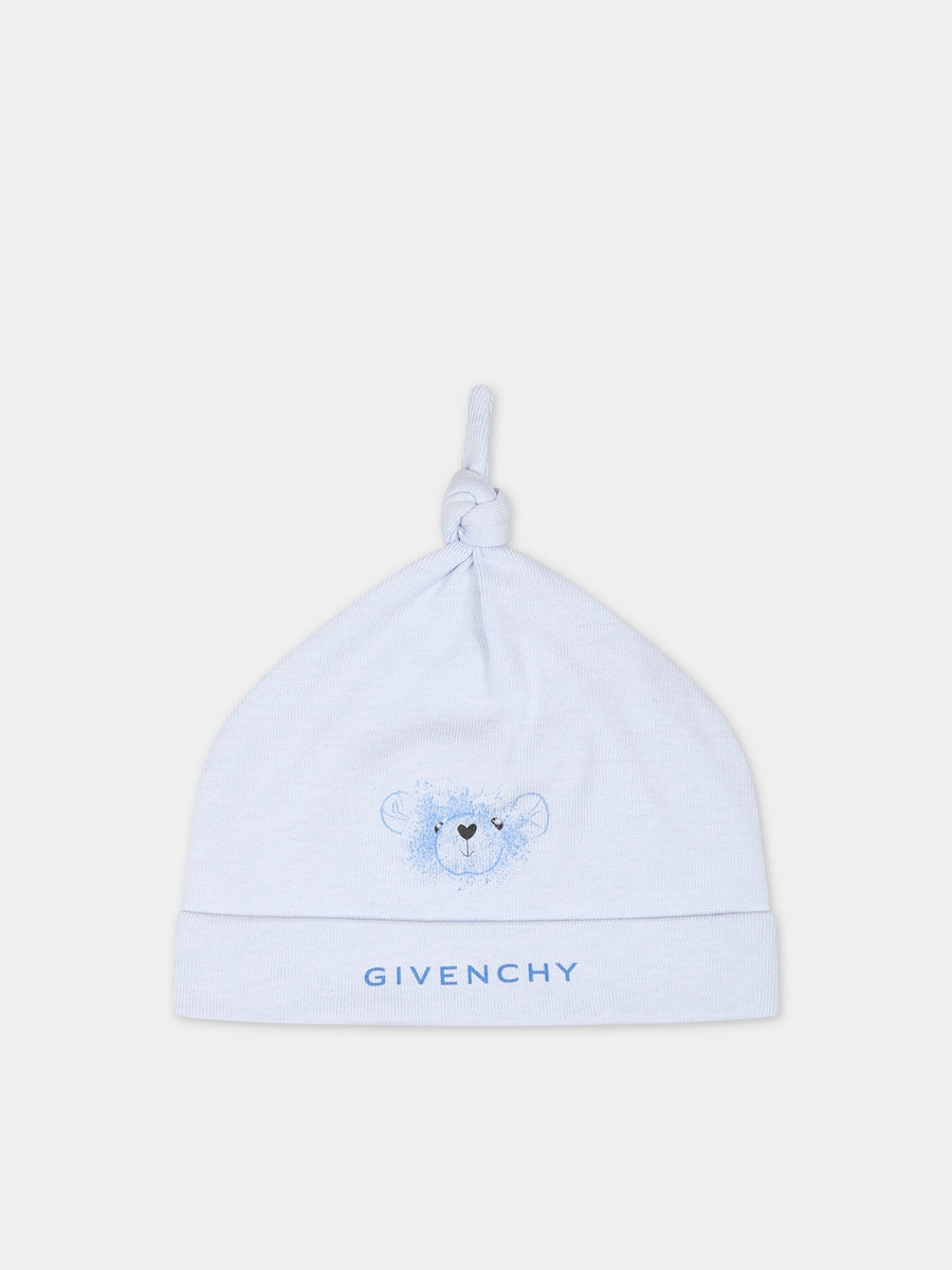 Set celeste per neonato con logo e stampa,Givenchy Kids,H98182 771