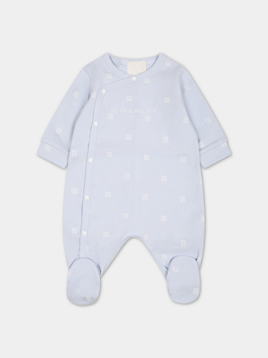 Tutina celeste per neonato con logo,Givenchy Kids,H97091 771