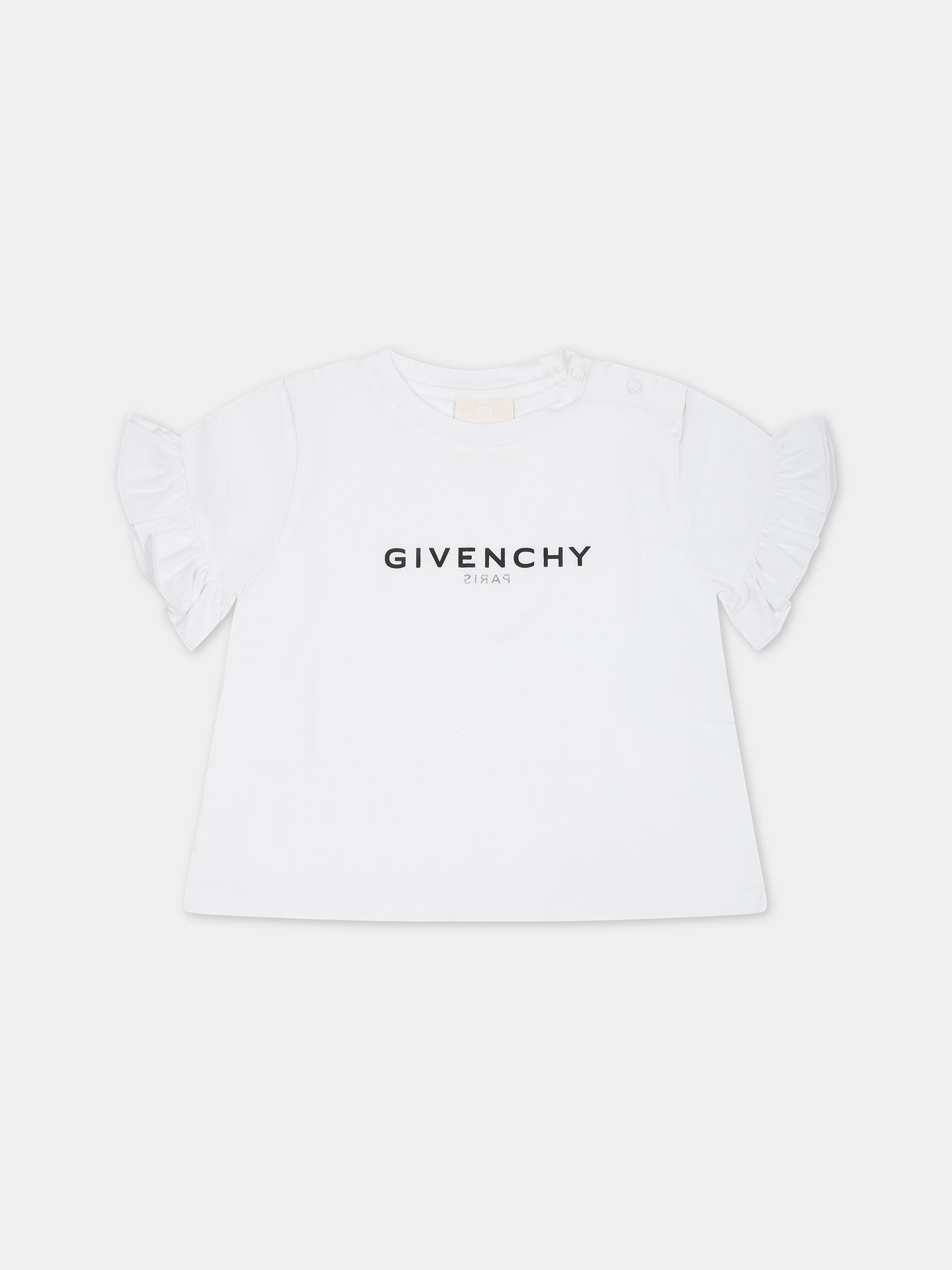 T-shirt bianca per neonata con logo,Givenchy Kids,H05282 10P