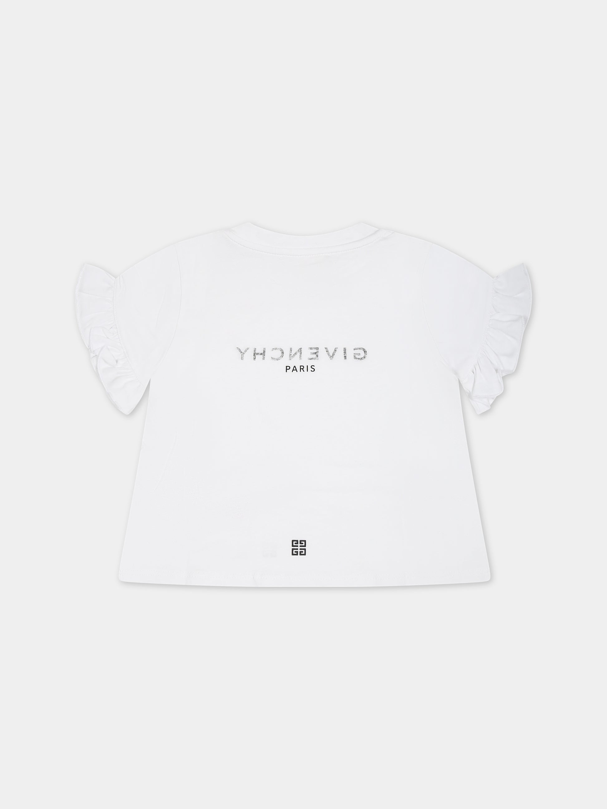 T-shirt bianca per neonata con logo,Givenchy Kids,H05282 10P