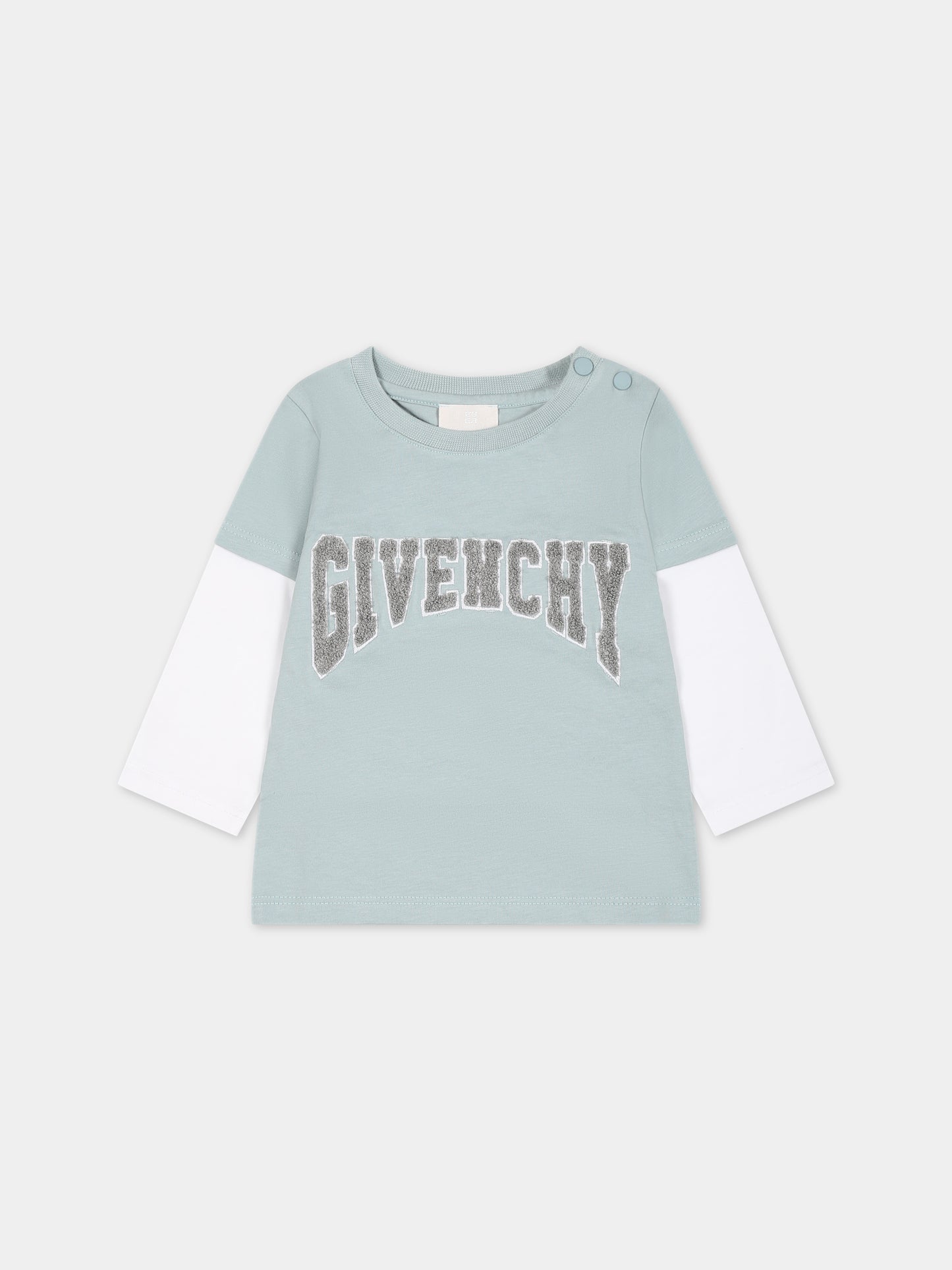 T-shirt celeste per neonato con logo,Givenchy Kids,H05271 773