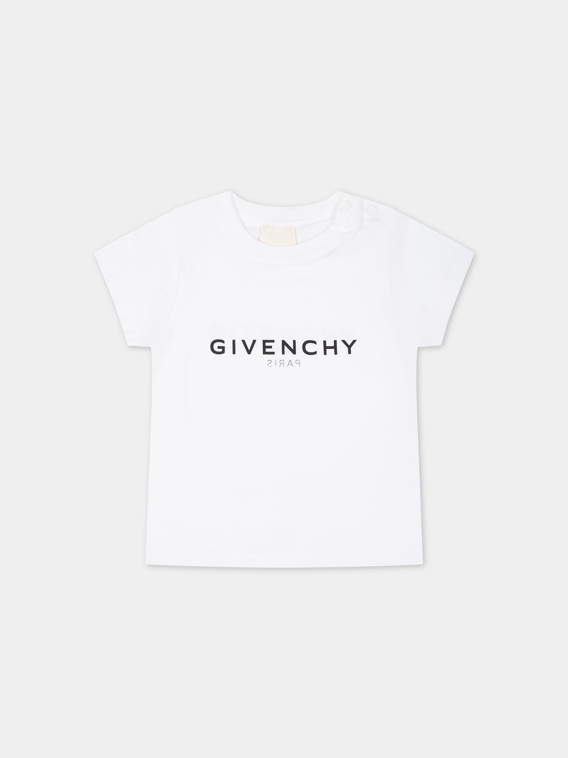 T-shirt bianca per neonati con logo,Givenchy Kids,H05268 10P