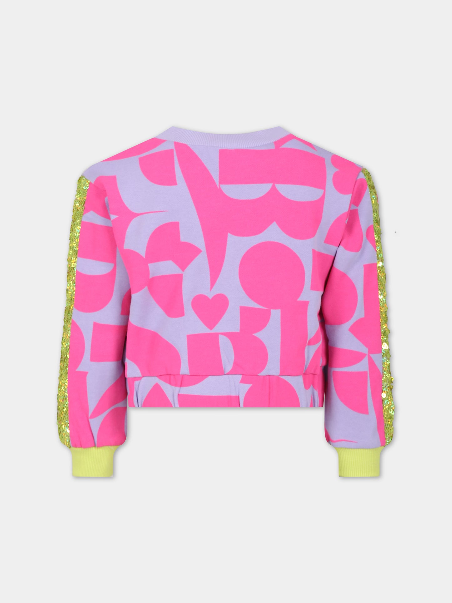 Felpa viola per bambina con stampe,Billieblush,U15B81 47M