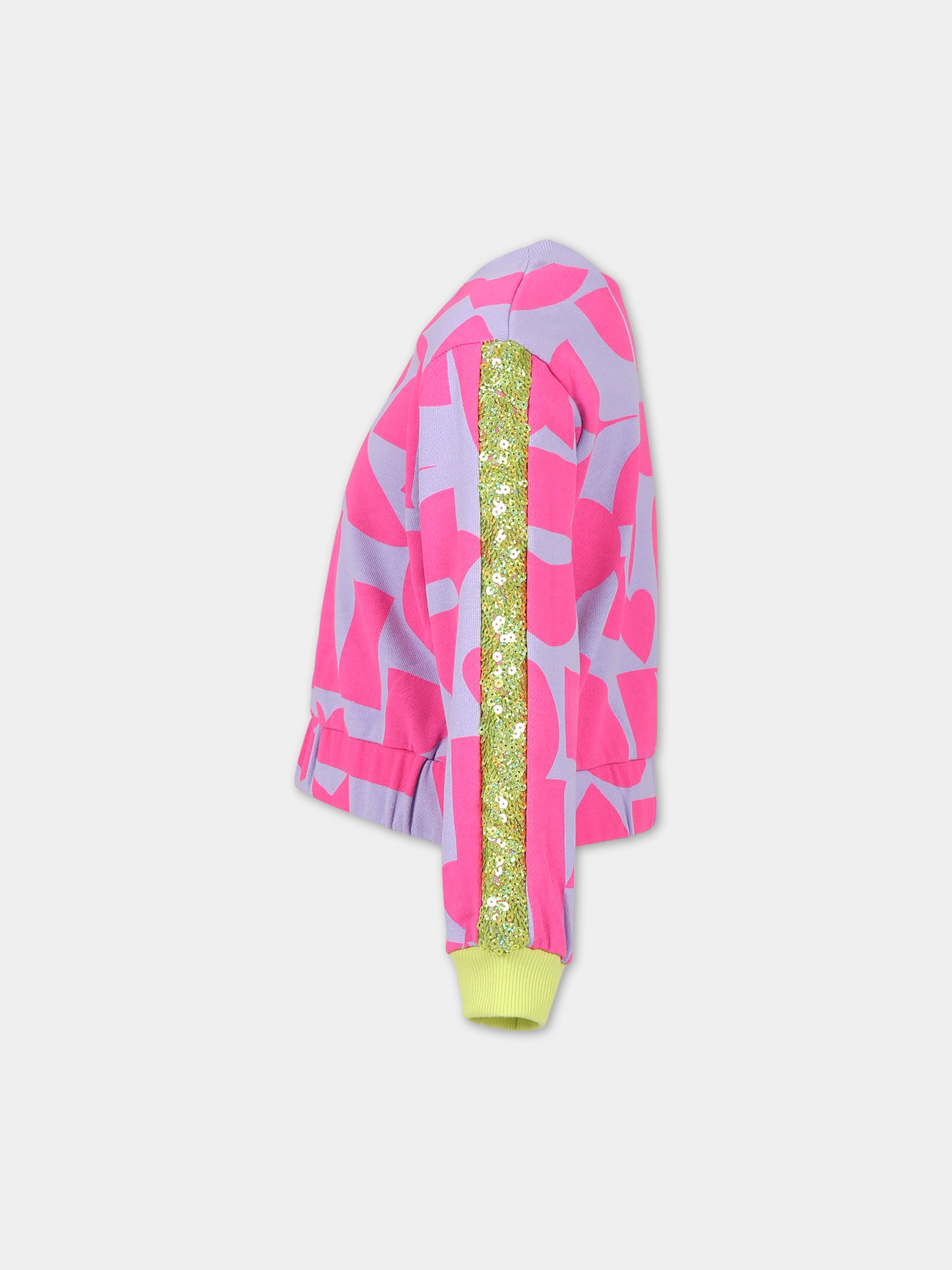 Felpa viola per bambina con stampe,Billieblush,U15B81 47M