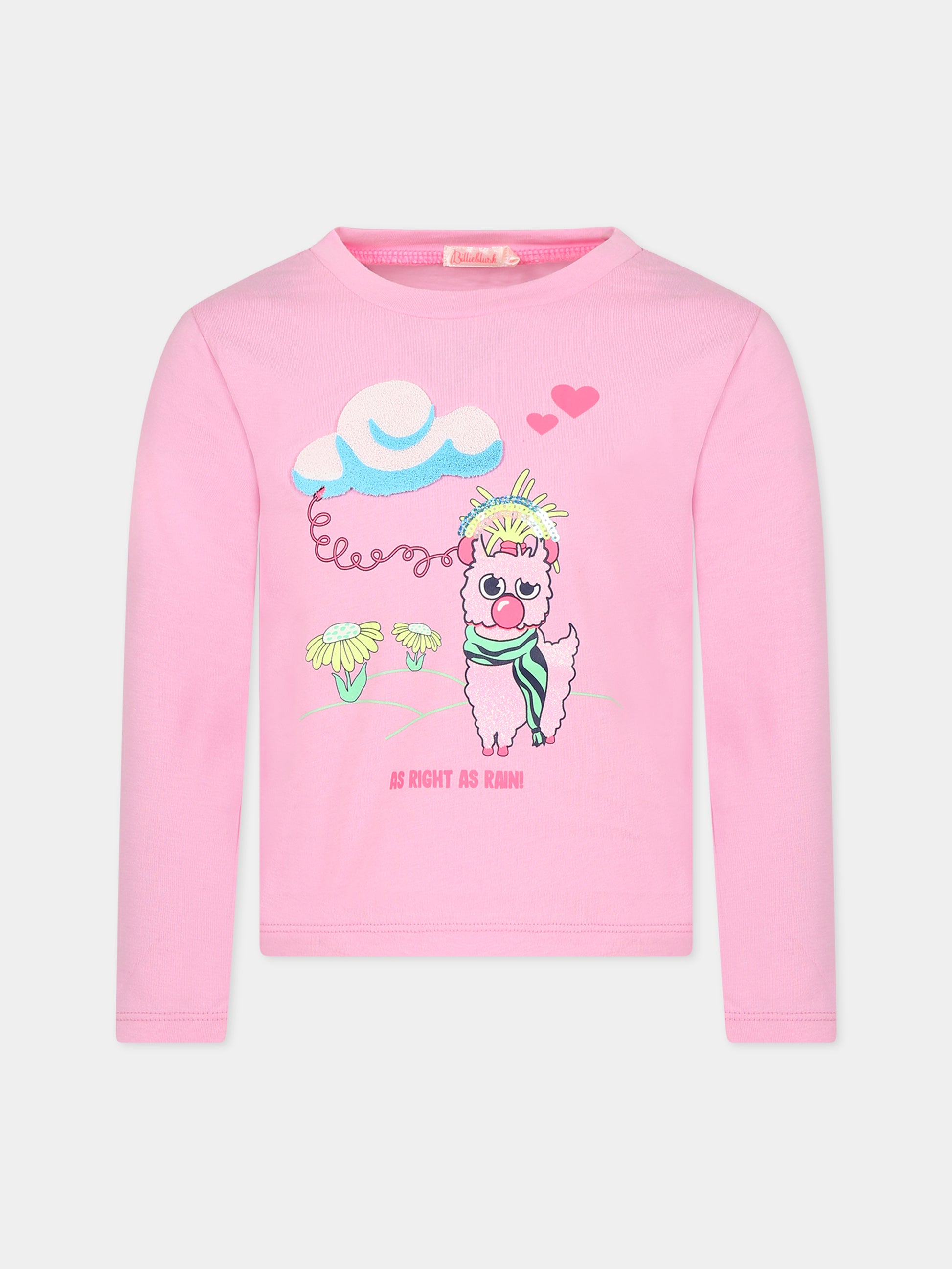 T-shirt rosa per bambina con lama,Billieblush,U15C02 47C
