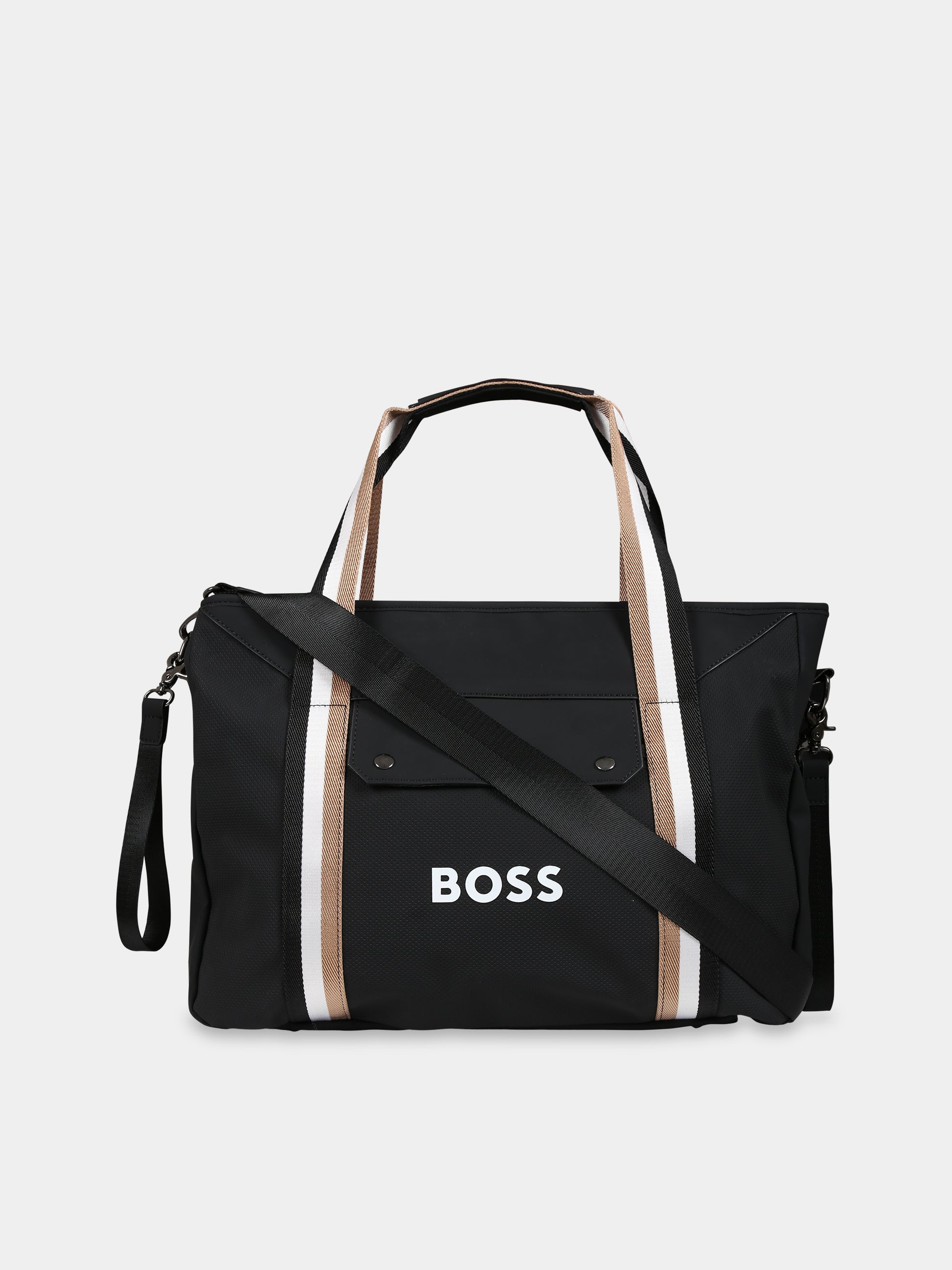 Borsa mamma nera per neonati con logo,Boss,J90336 09B