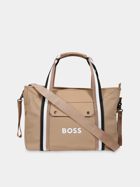 Borsa mamma beige per neonati con logo,Boss,J90336 237