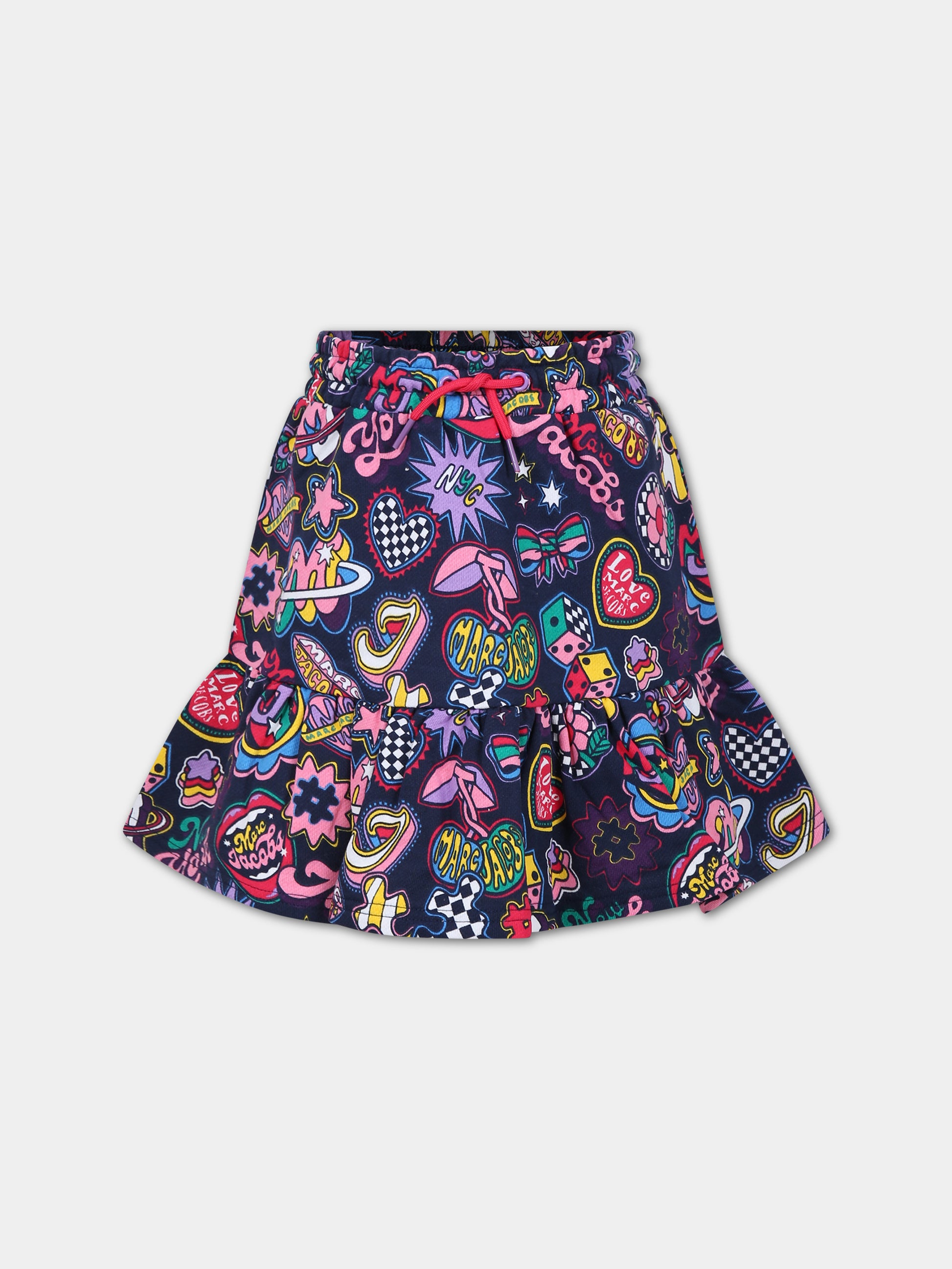 Gonna blu per bambina con logo e stampa,Little Marc Jacobs,W13141 Z41