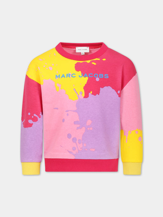 Felpa multicolor per bambina con logo,Little Marc Jacobs,W15687 Z41