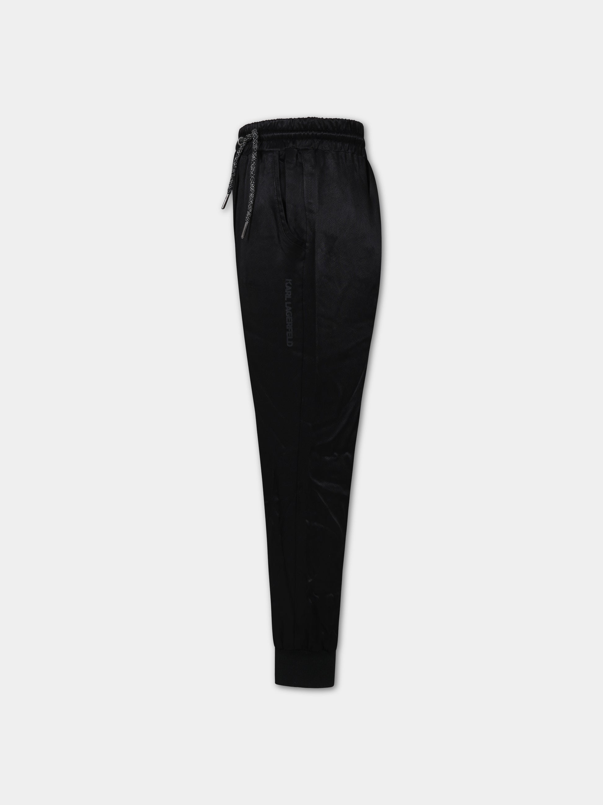 Pantaloni neri per bambina con logo,Karl Lagerfeld Kids,Z14215 09B