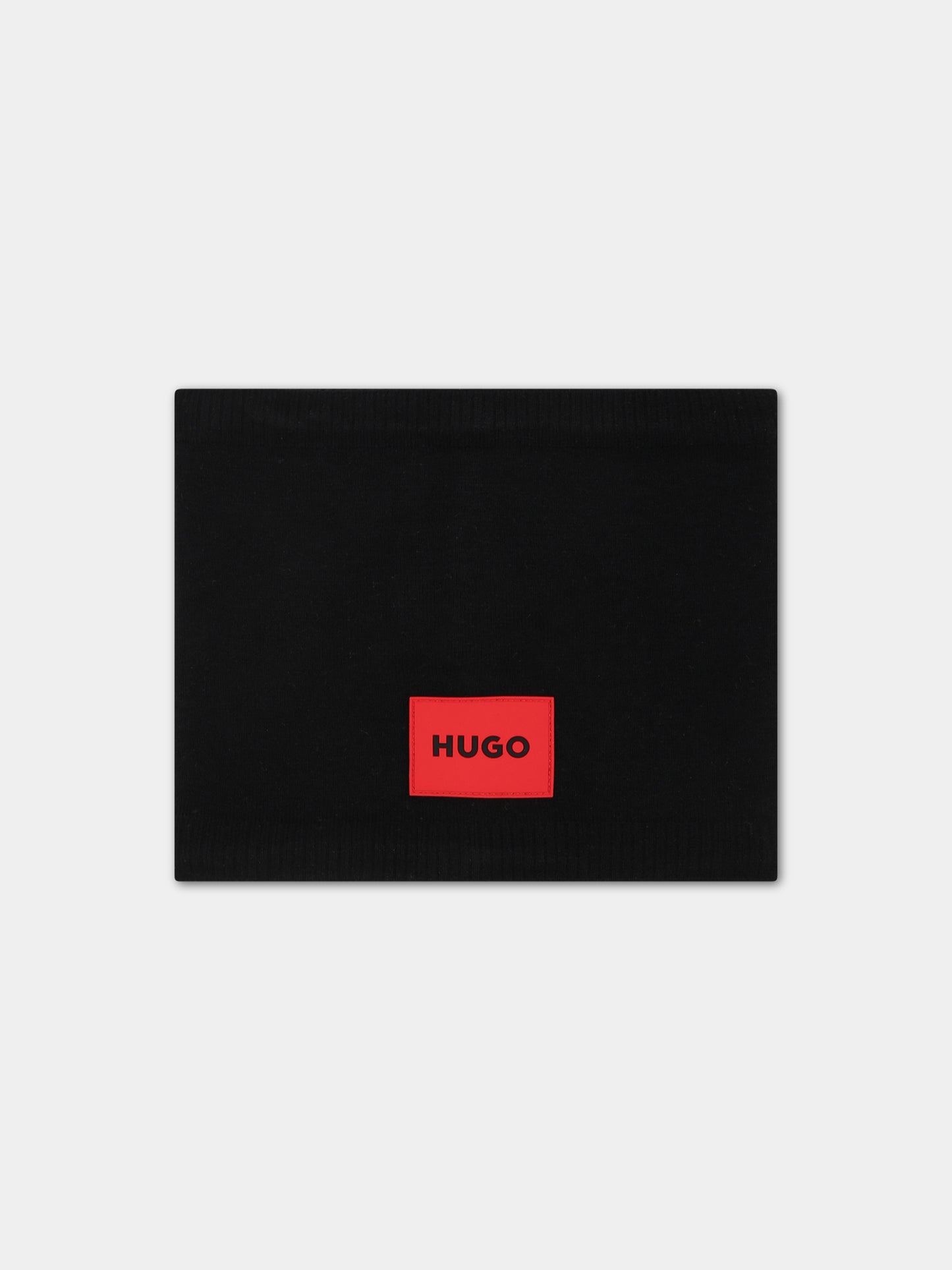 Sciarpa nera per bambino con logo,Hugo,G51007 09B
