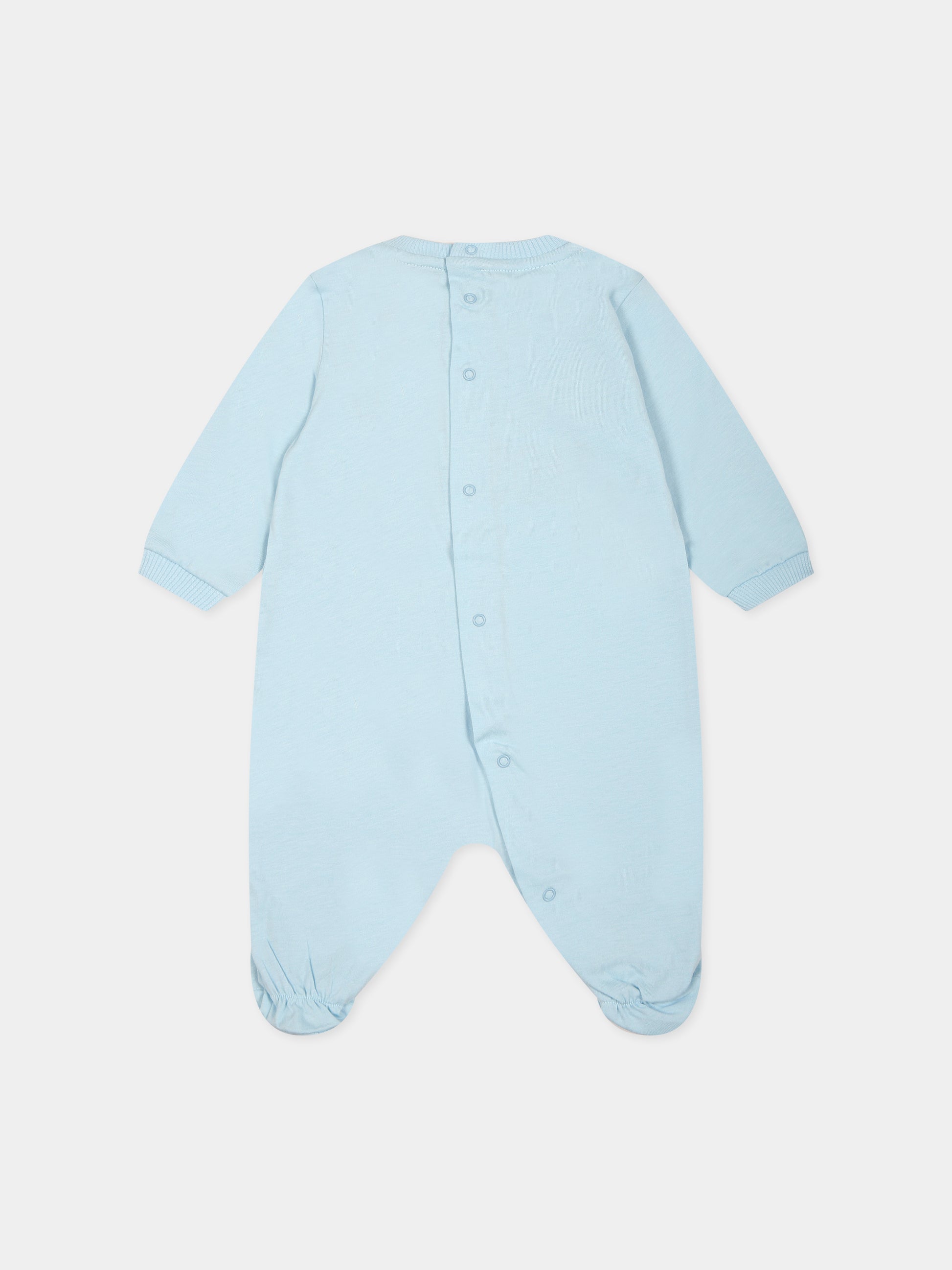 Tutina celeste per neonato con logo e stampa,Moschino Kids,MUY05L LAA10 40304