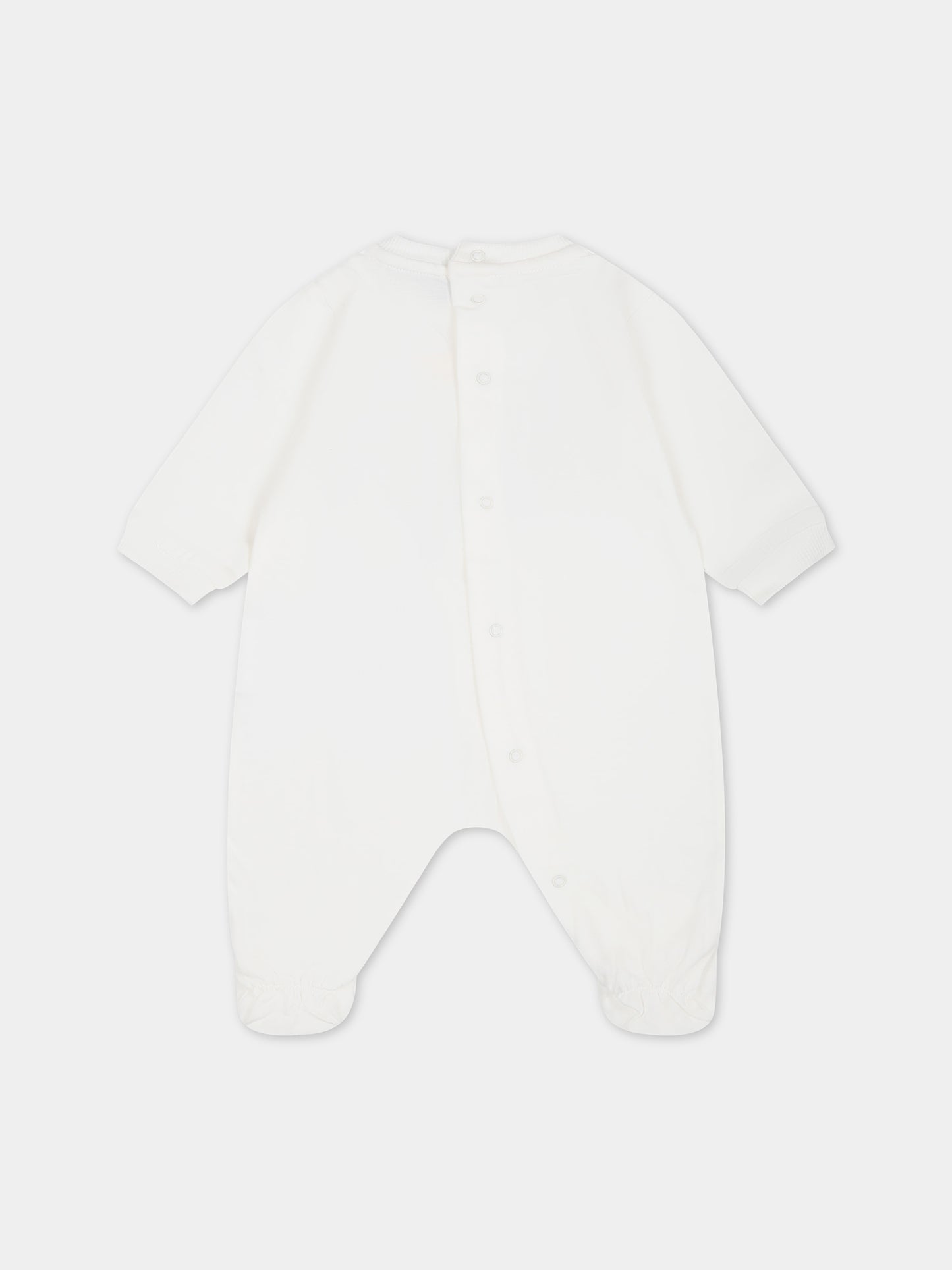 Tutina bianca per neonati con logo e stampa,Moschino Kids,MUY05L LAA10 10063