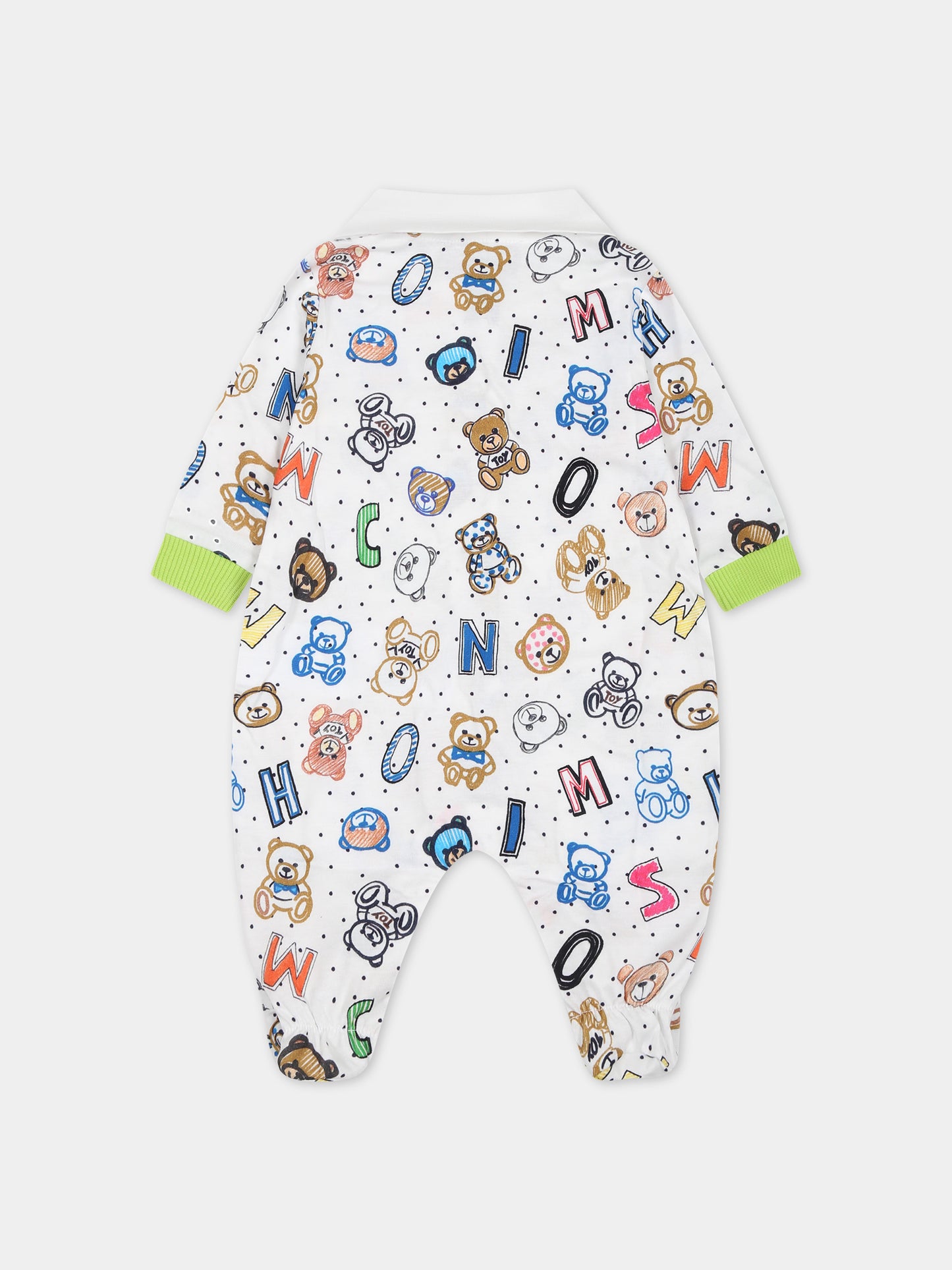 Set bianco per neonati con Teddy Bear e logo,Moschino Kids,MMY04X LAB72 80799