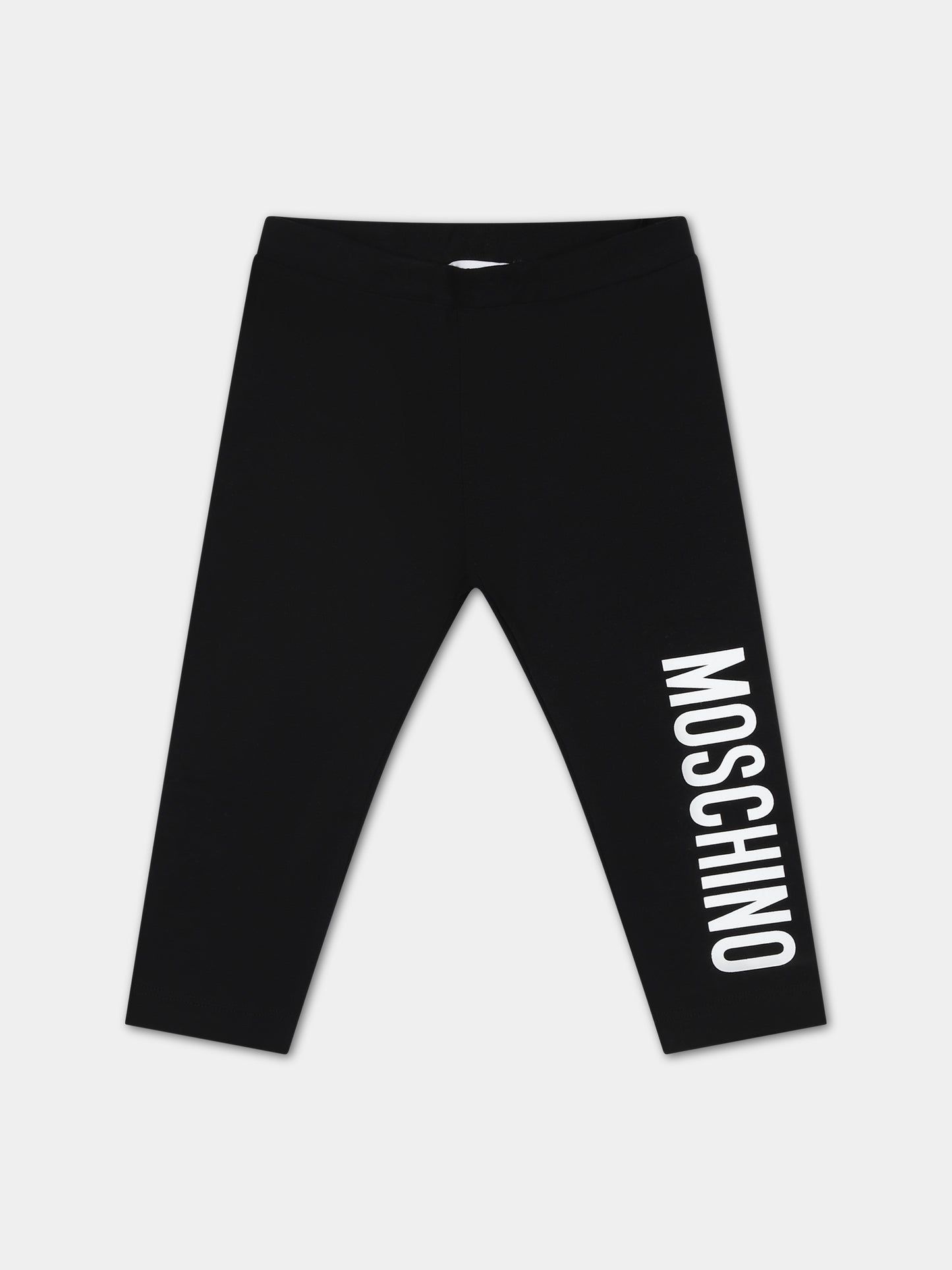 Leggings neri per neonata con logo,Moschino Kids,M3P02N LBA11 60100