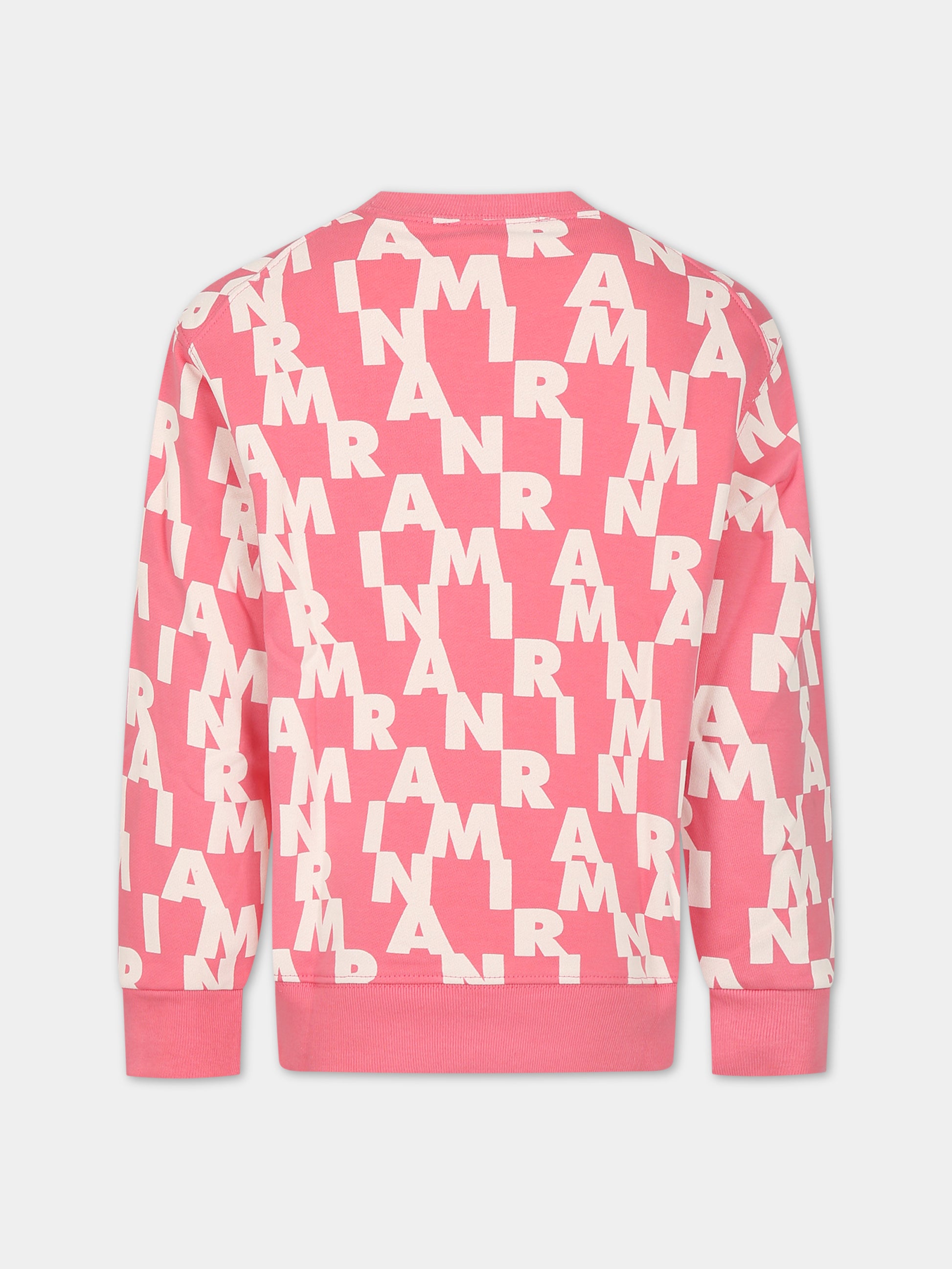 Felpa rosa con stampa logo bianco per bambina,Marni Kids,M00929 0M338