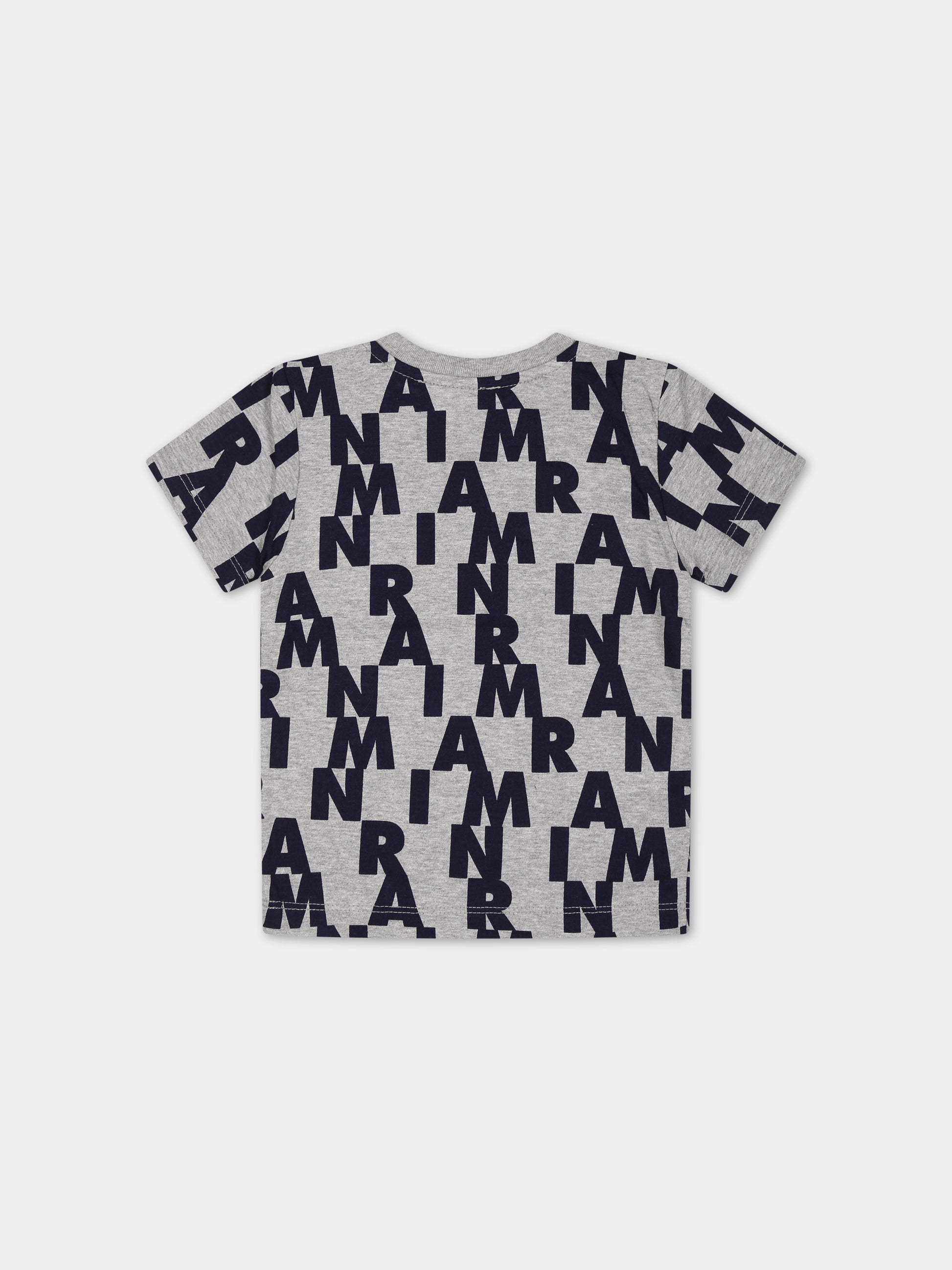 T-shirt grigia con stampa logo per neonati,Marni Kids,M00915 0M903