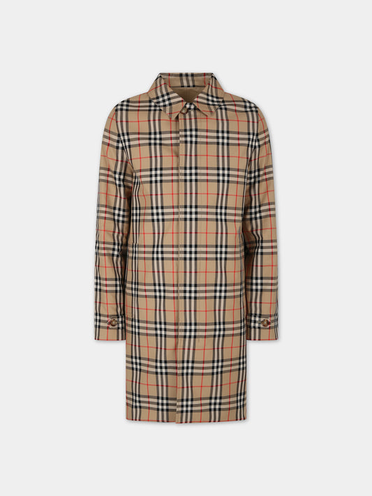 Impermeabile reversibile beige per bambini con iconico check vintage,Burberry Kids,8069328