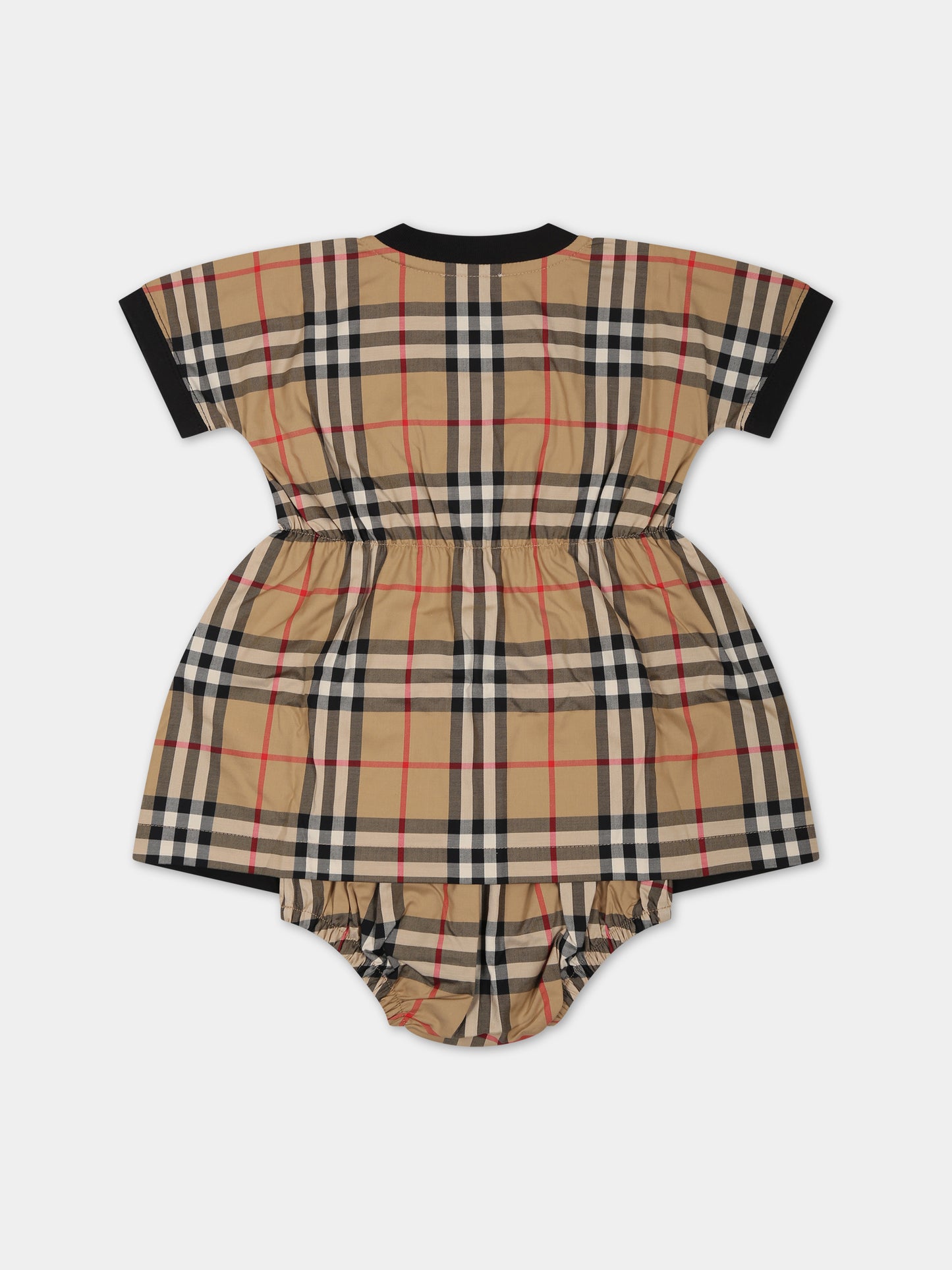 Vestiito nero per neonata con iconico check vintage,Burberry Kids,8069149