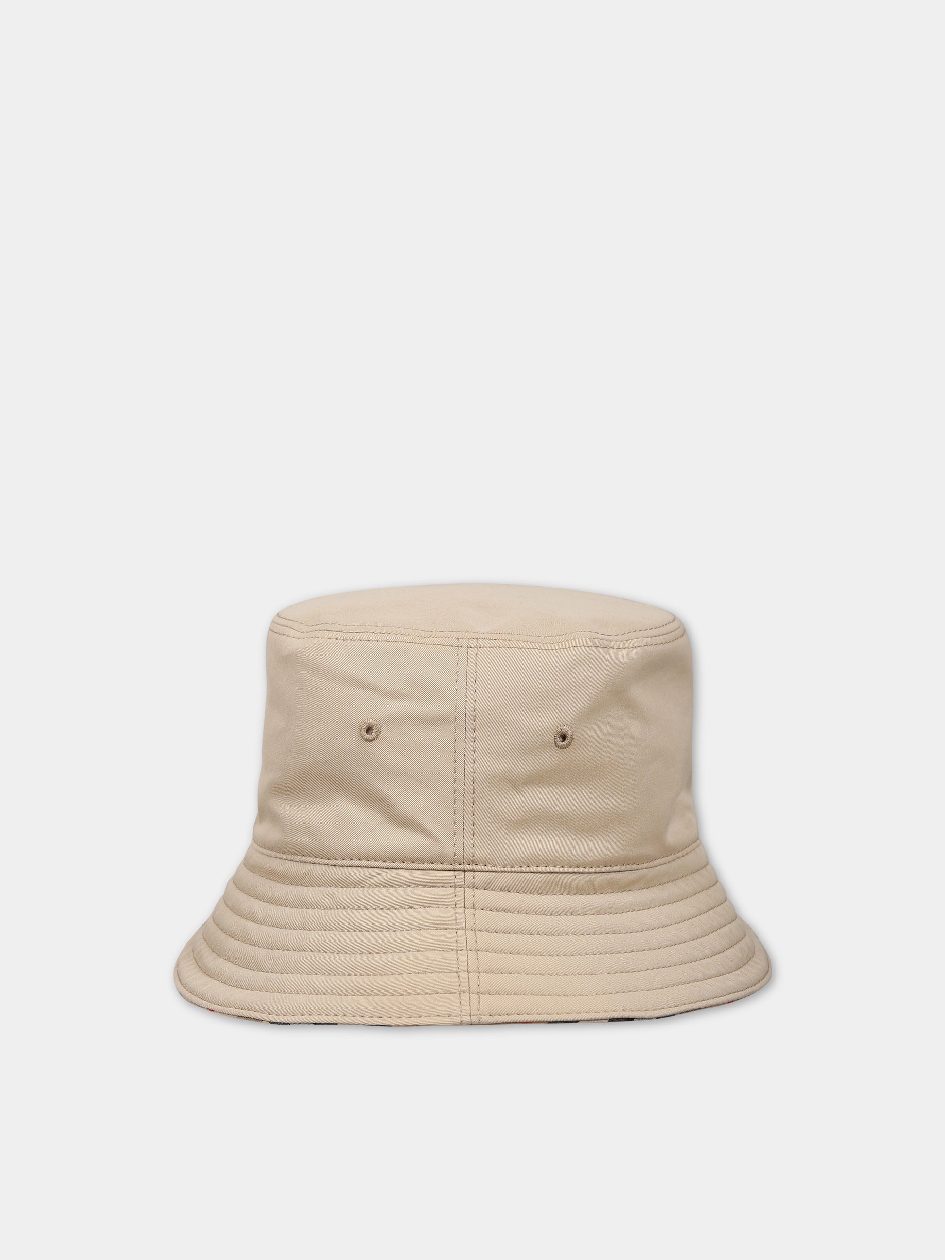 Cloche reversibile beige per bambini con iconico check vintage,Burberry Kids,8070043