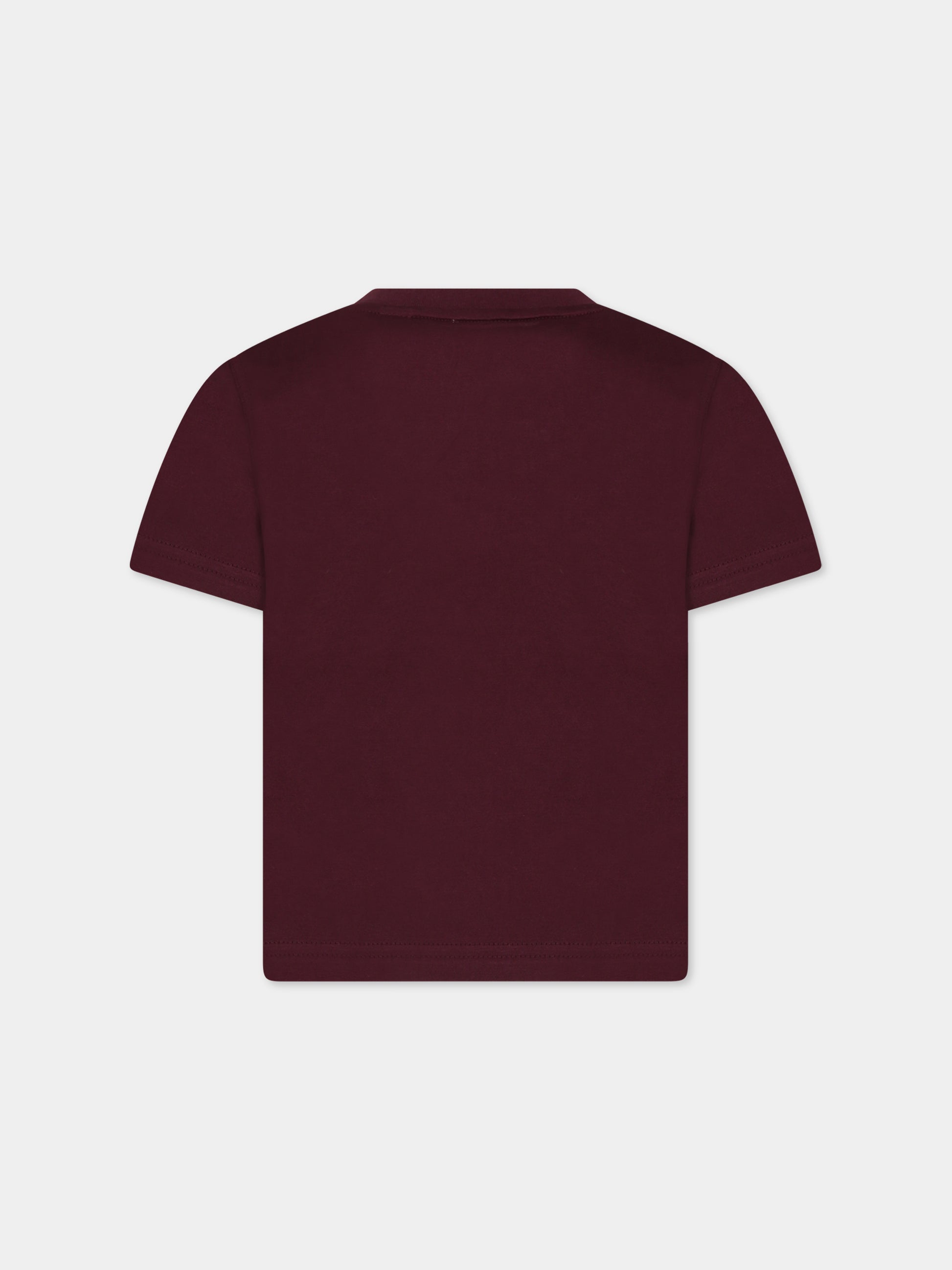 T-shirt bordeaux per bambino con logo e stampa,Burberry Kids,8069187