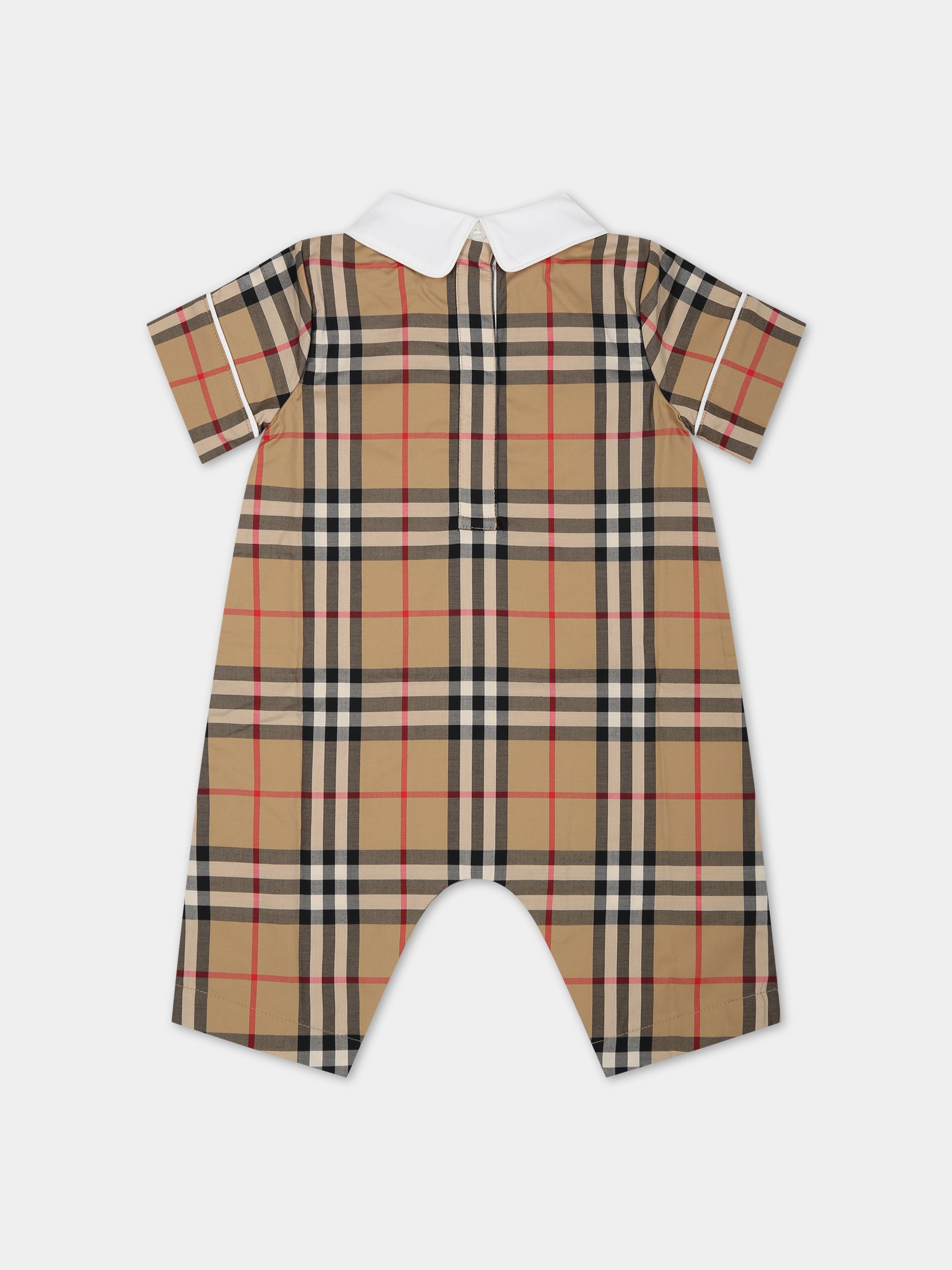 Pagliaccetto beige per neonati con iconico check vintage,Burberry Kids,8069153