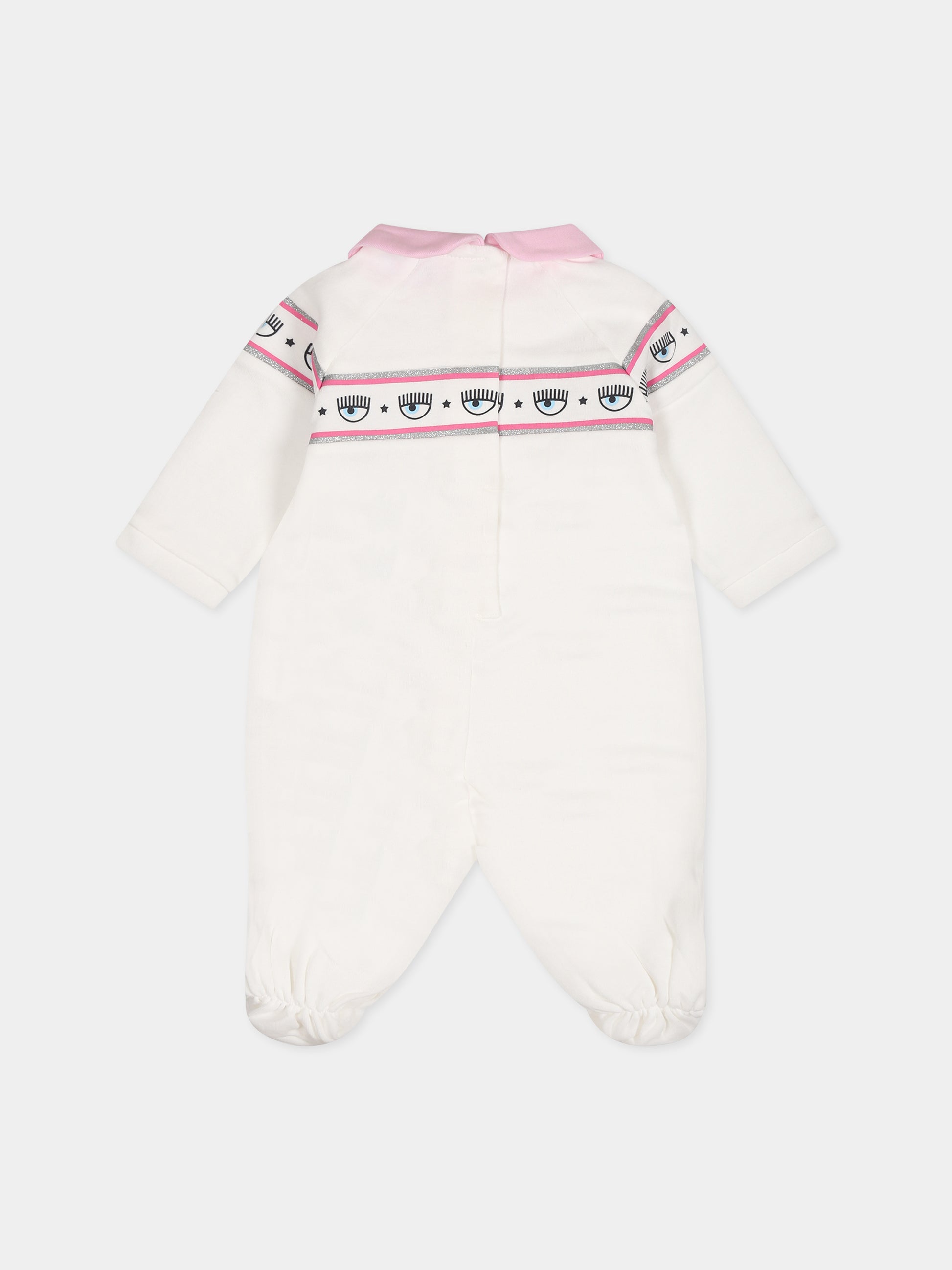 Tutina bianca per neonata con eyestar,Chiara Ferragni Collection,55B200 2004 0001