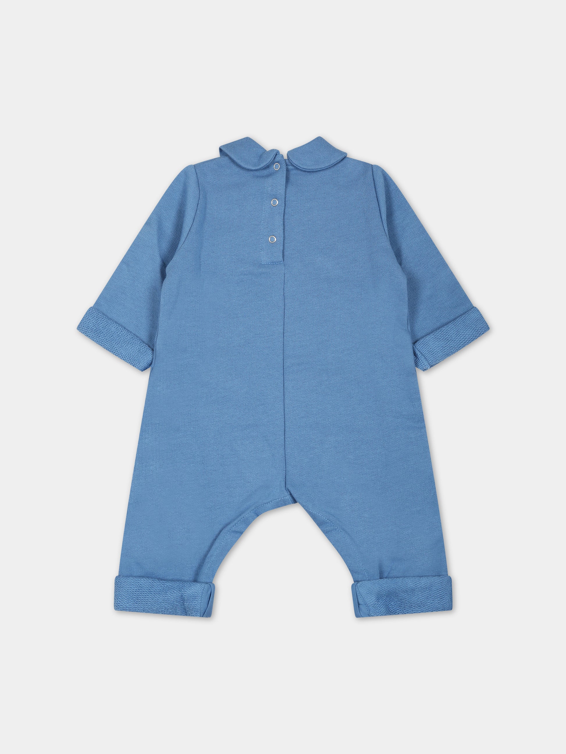 Tutina blu per neonato con stampa e logo,Gucci Kids,747972 XJFM0 4795