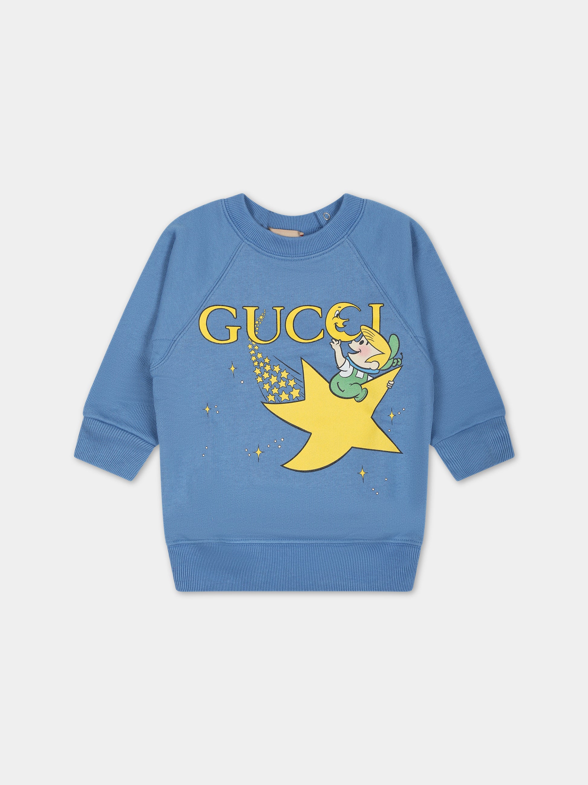 Felpa azzurra per neonati con stampa e logo,Gucci Kids,653687 XJFM0 4795