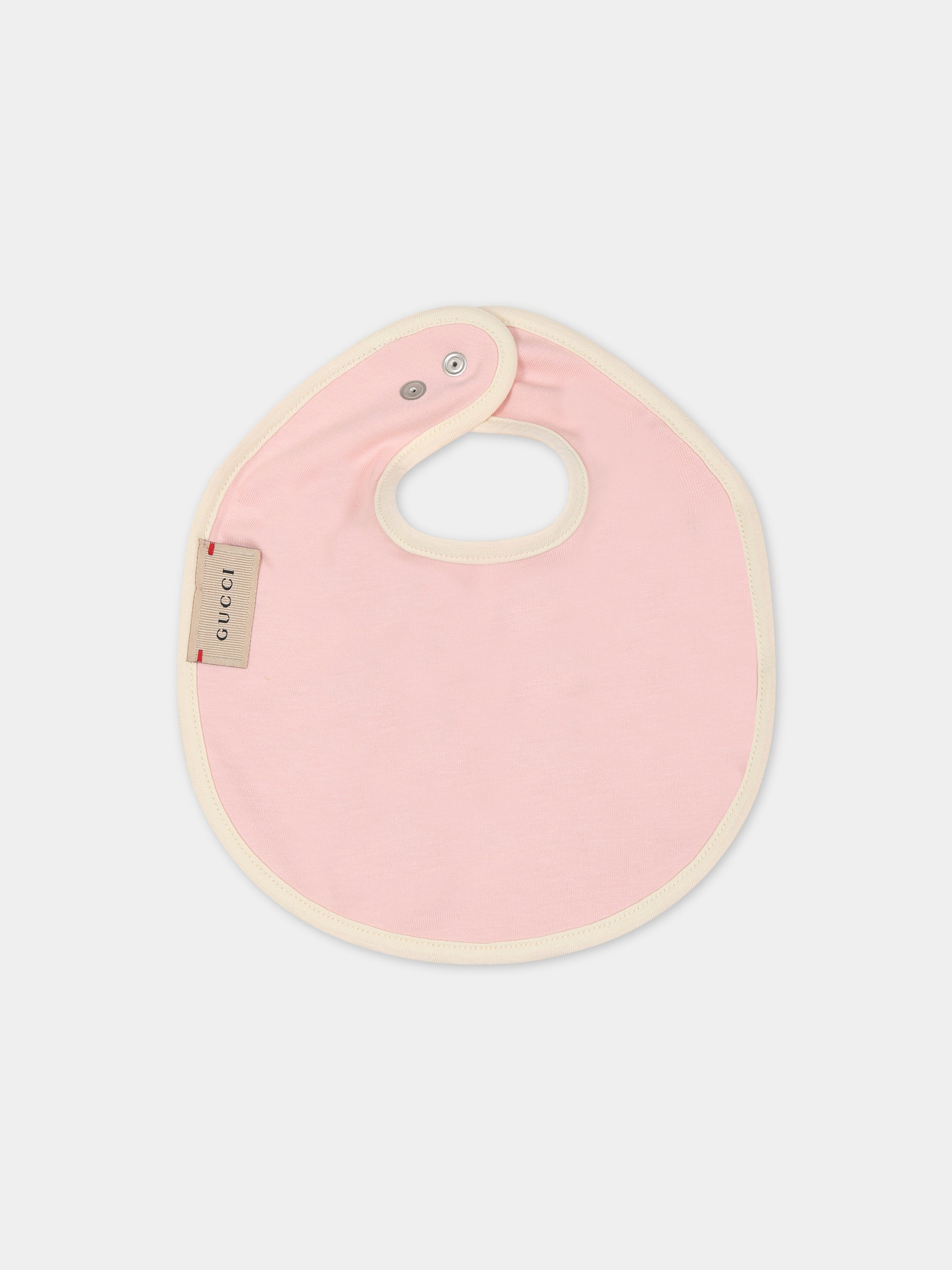 Bavaglino rosa per neonata con stampa e logo,Gucci Kids,751773 3K107 5878