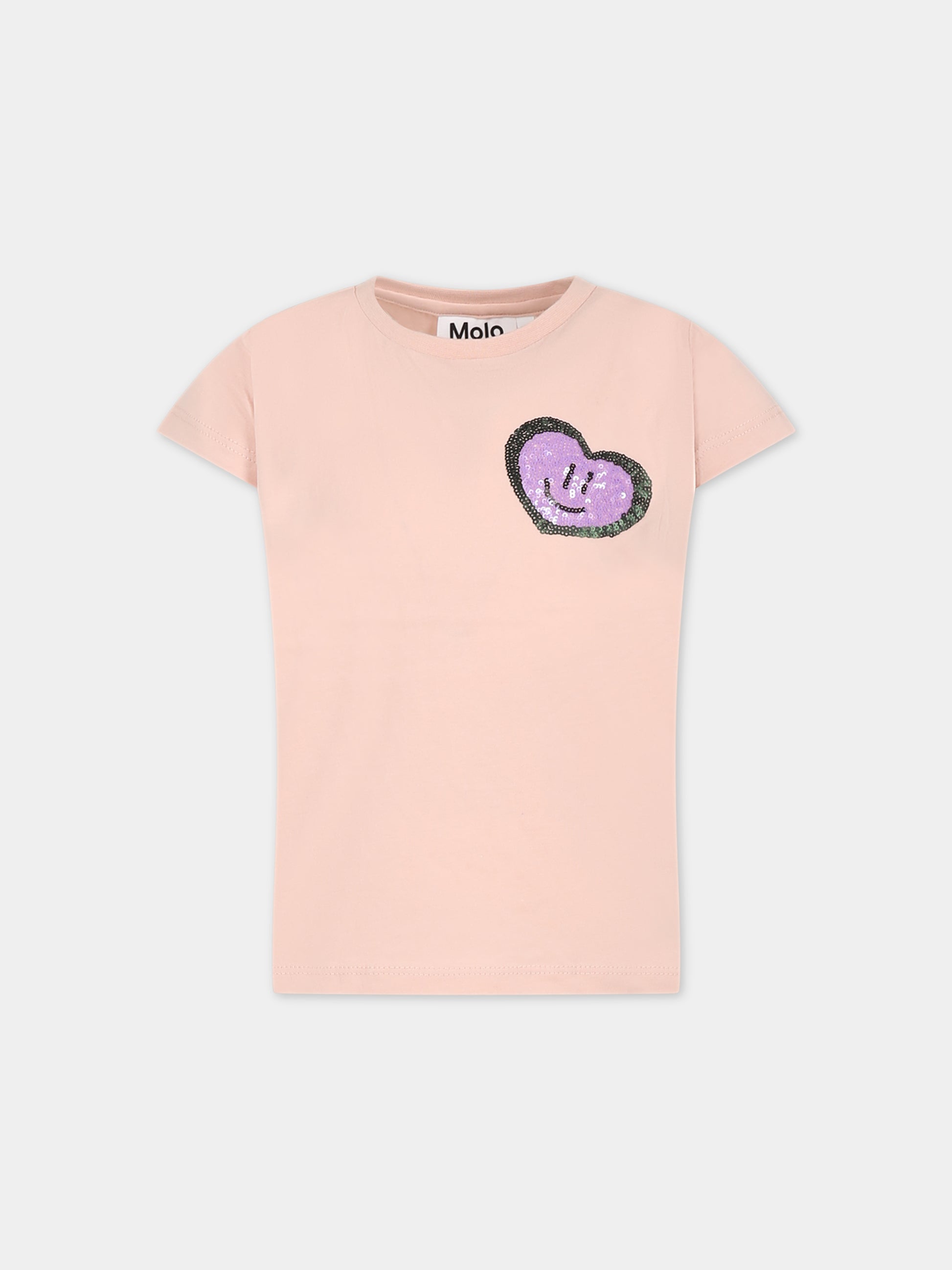 T-shirt rosa per bambina con cuore,Molo,2W23A208 3313