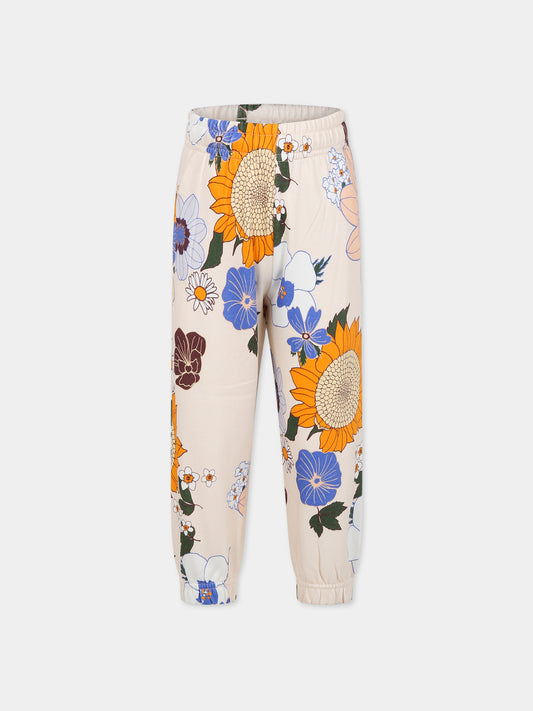 Pantaloni avorio per bambina con stampa floreale,Molo,2W23I202 6953