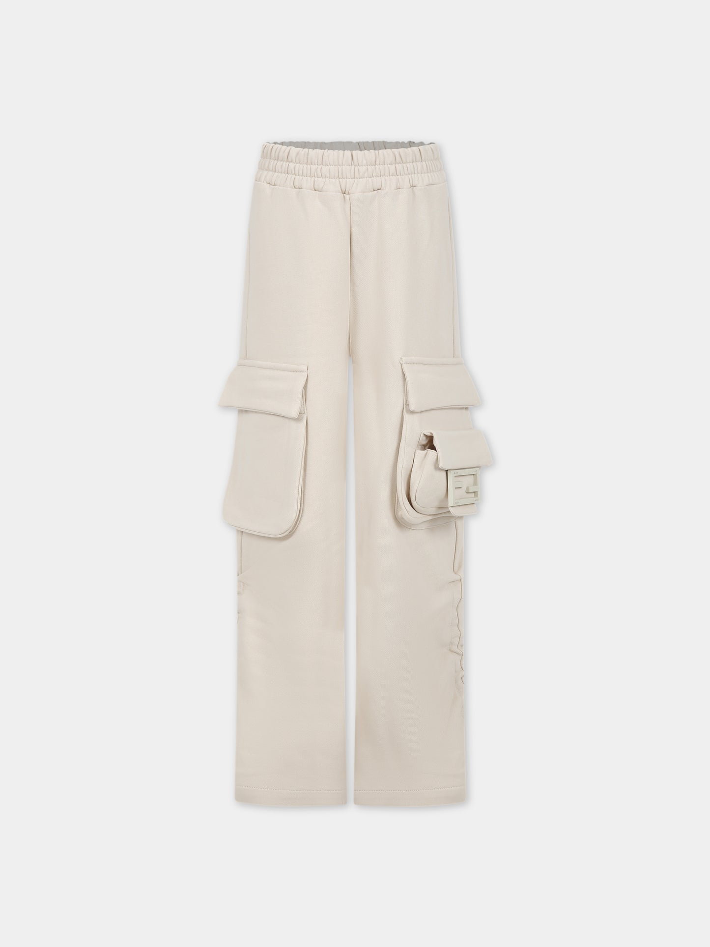 Pantaloni beige per bambina con doppia F,Fendi Kids,JFF302 5V0 F1B2Y