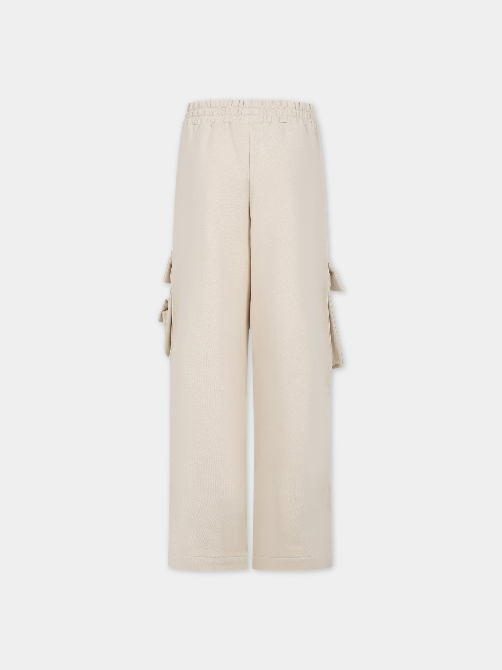 Pantaloni beige per bambina con doppia F,Fendi Kids,JFF302 5V0 F1B2Y