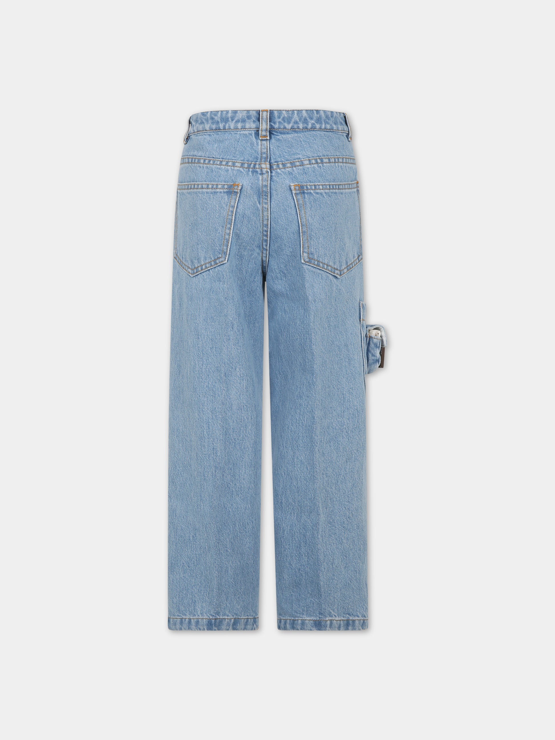 Jeans celesti per bambina con doppia F,Fendi Kids,JFF310 AOB9 F0EX7